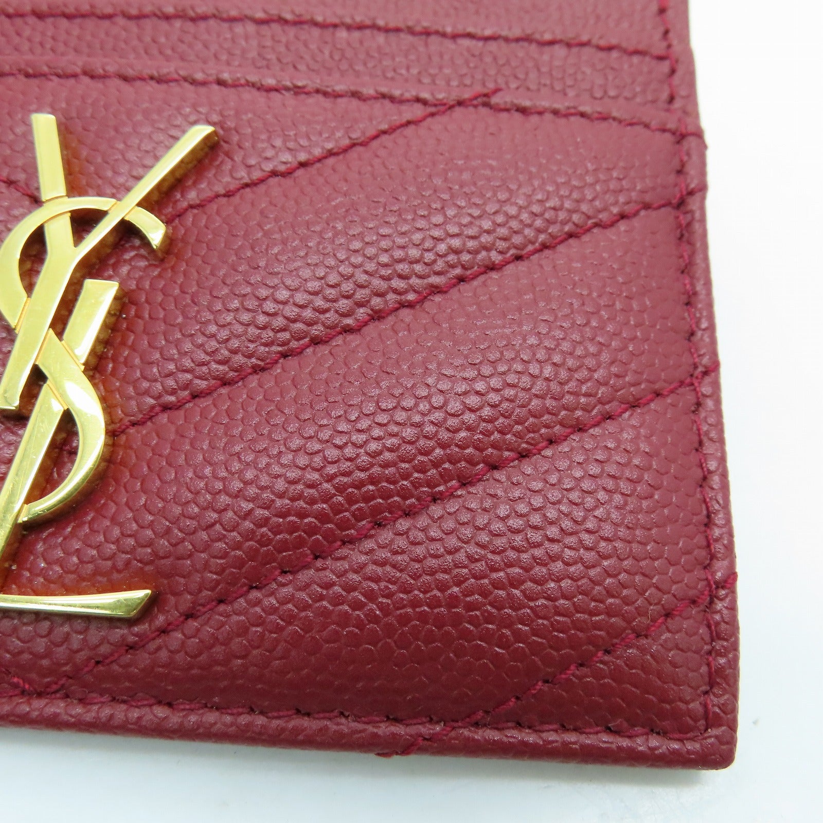 SAINT LAURENT 牛皮皮革Card Case金扣卡片套紅色