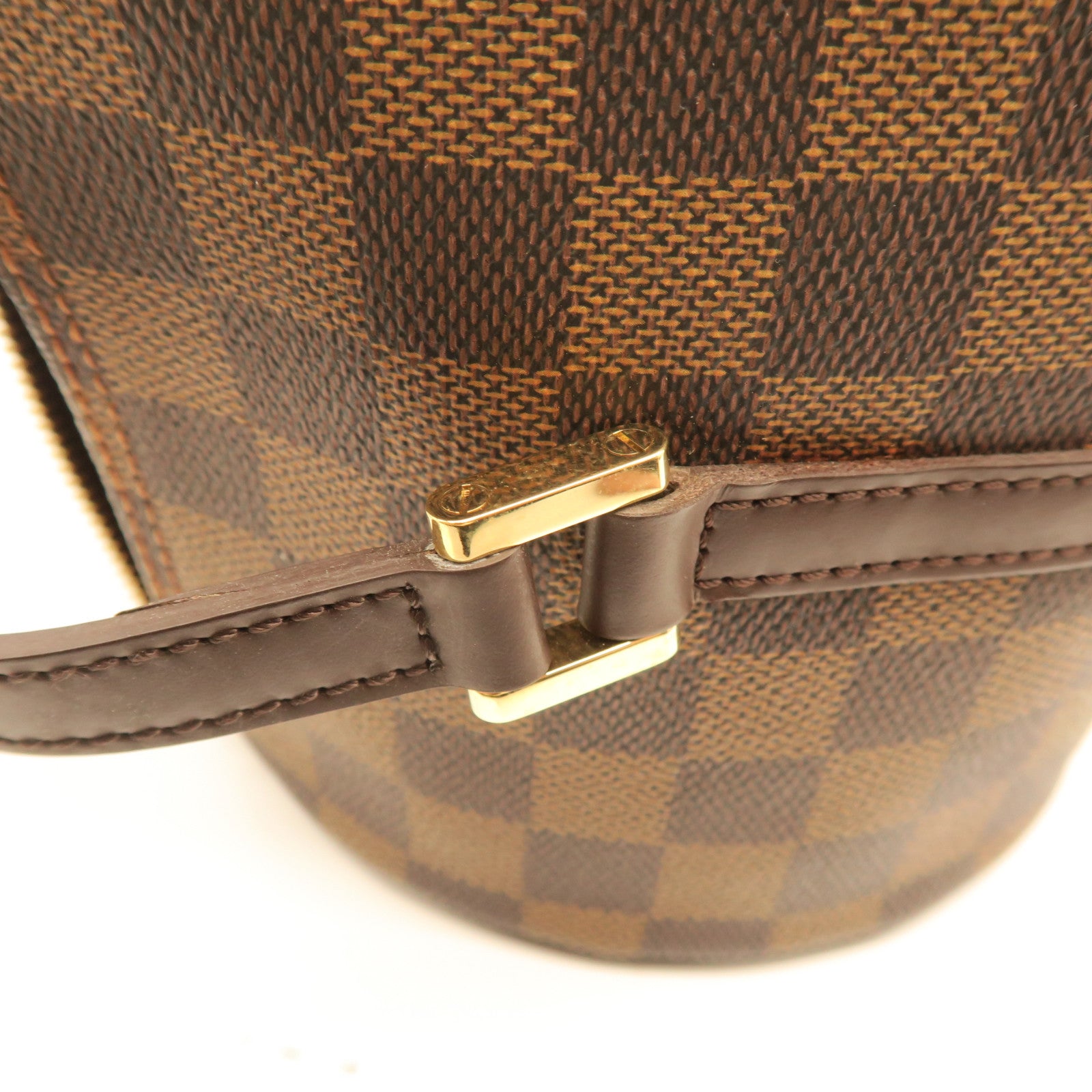 LOUIS VUITTON Damier Papillon PM Gold Buckle Shoulder Bag Brown