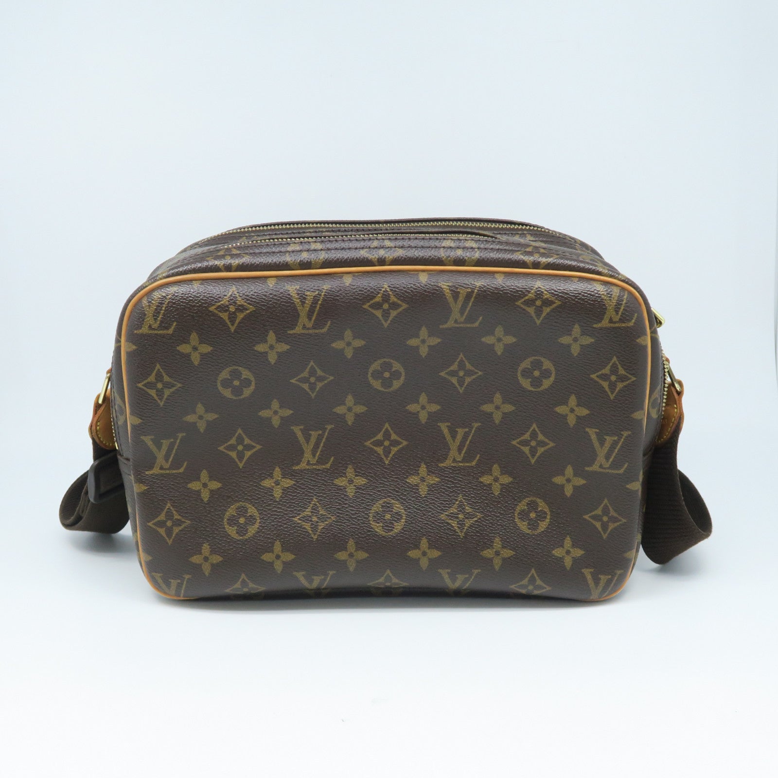 LOUIS VUITTON Monogram Reporter金扣肩背袋棕色
