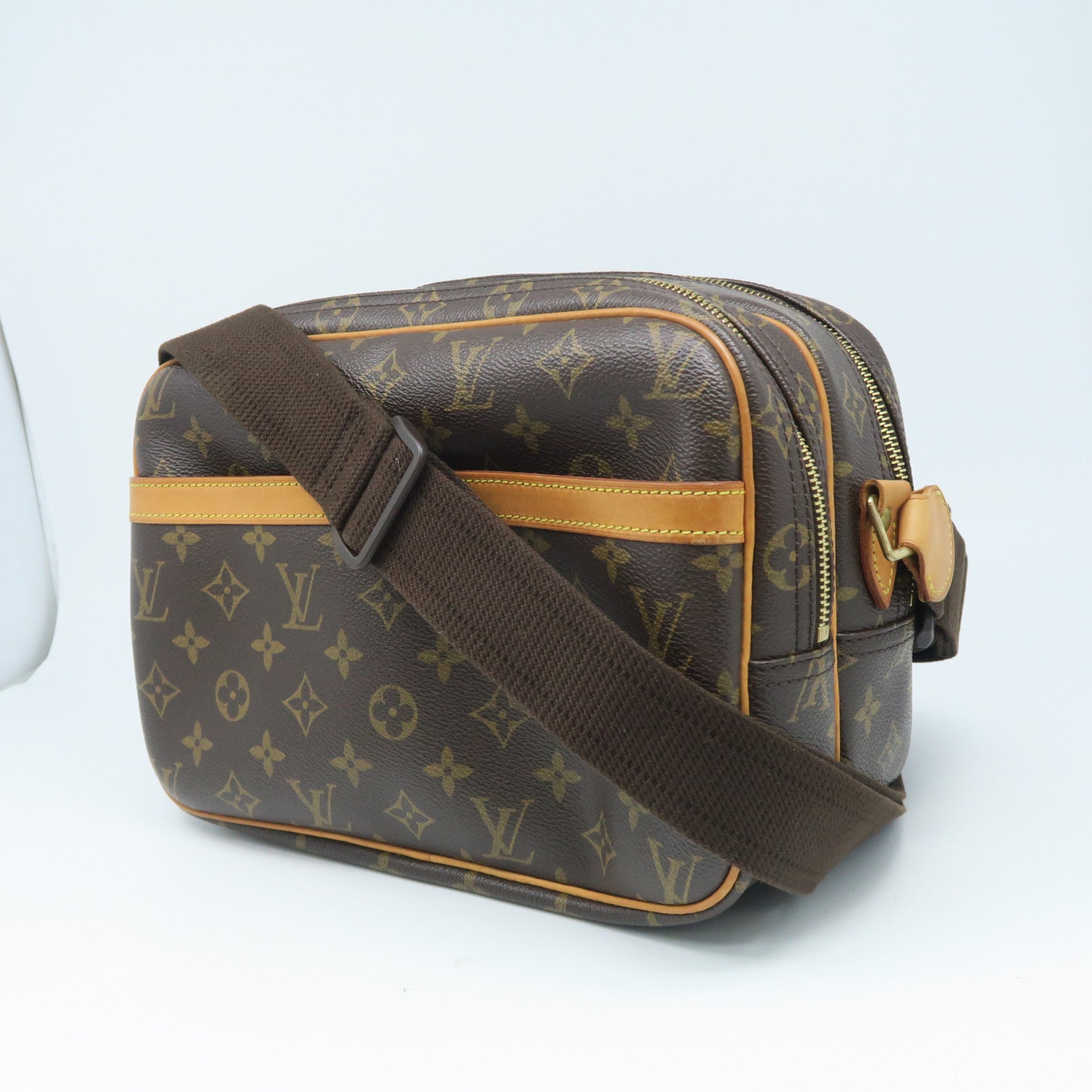 LOUIS VUITTON Monogram Reporter金扣肩背袋棕色