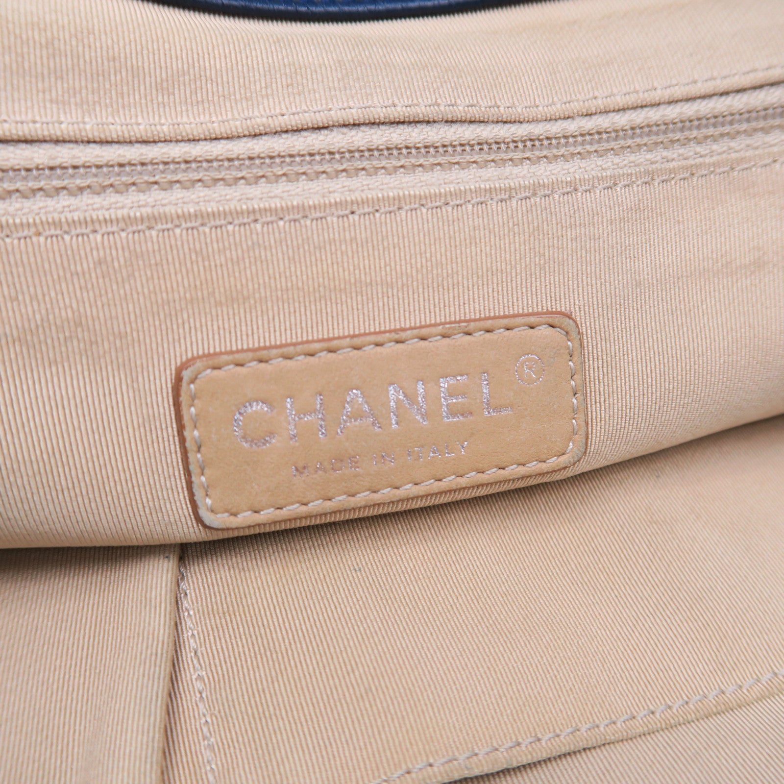 CHANEL 菱格牛皮皮革Chain Shoulder Bag銀扣鏈帶肩背袋藍色