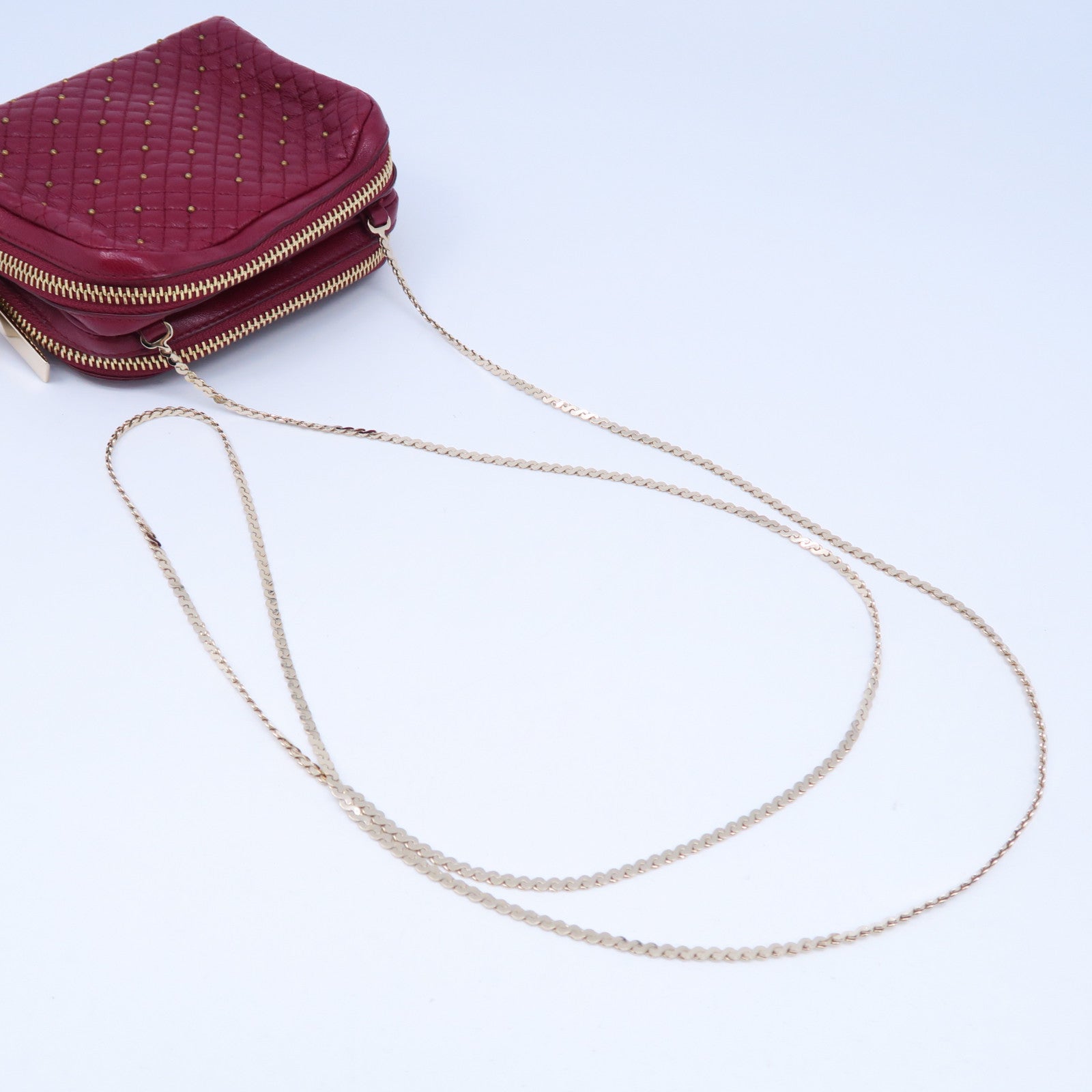 Valentino 羊皮皮革Chain Bag金扣鏈帶肩背袋紅色