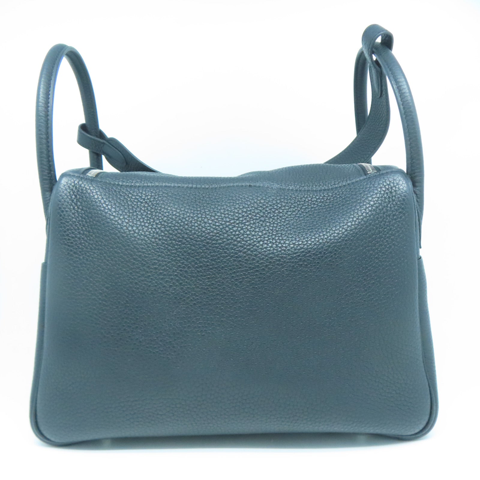 HERMES Clemence皮革Lindy 30銀扣肩背袋經典黑