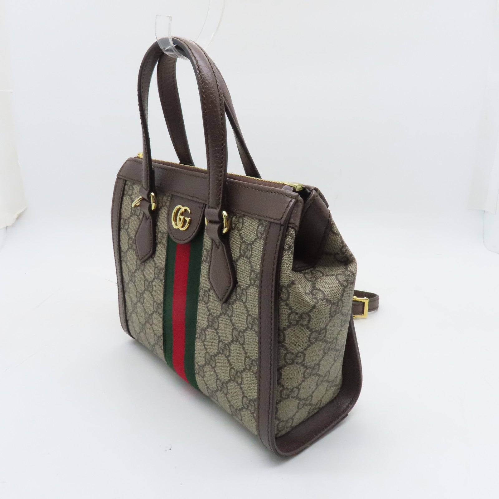 GUCCI 【激減優惠】塗層帆布Ophidia GG金扣手挽肩背兩用袋棕色