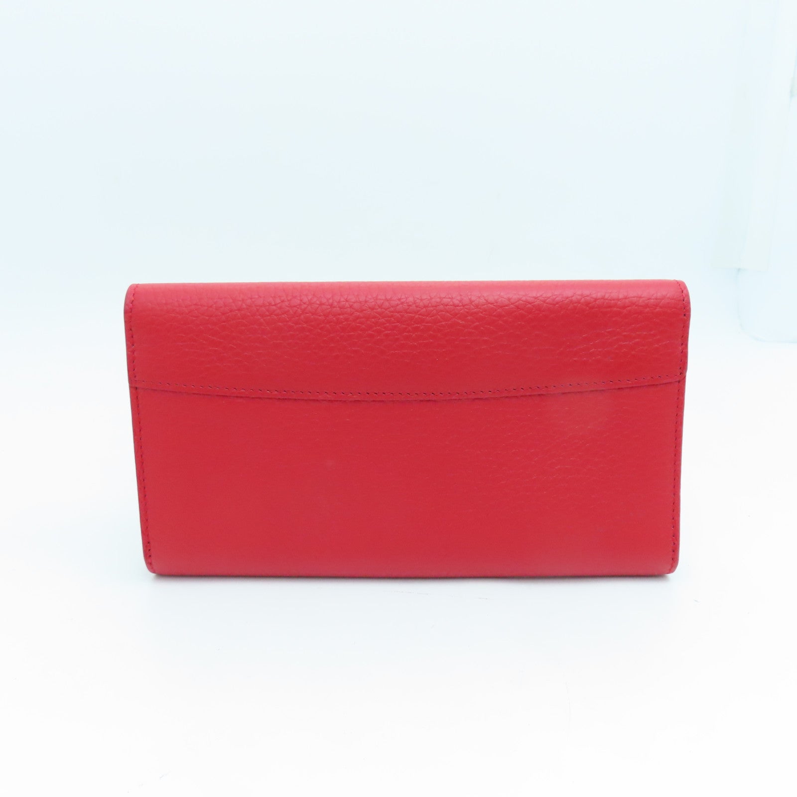 LOUIS VUITTON 牛皮皮革Capucines Wallet银扣长钱包红色