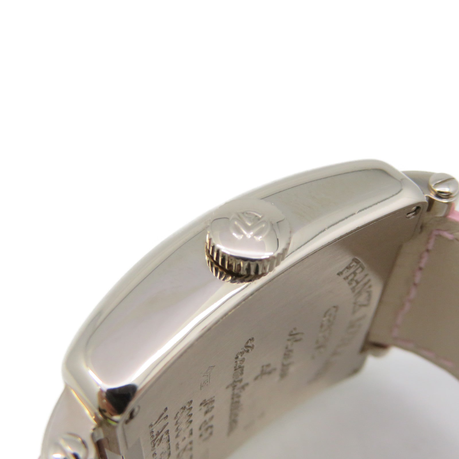 FRANCK MULLER Master Square Watch不鏽鋼/鱷魚皮革帶自動機芯手錶米白色/粉紅色
