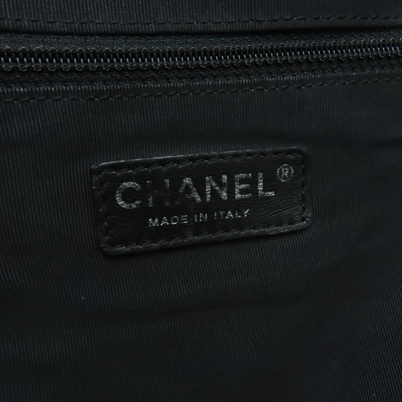 CHANEL 菱格牛皮皮革Chain Shoulder Bag銀扣鏈帶肩背袋黒色