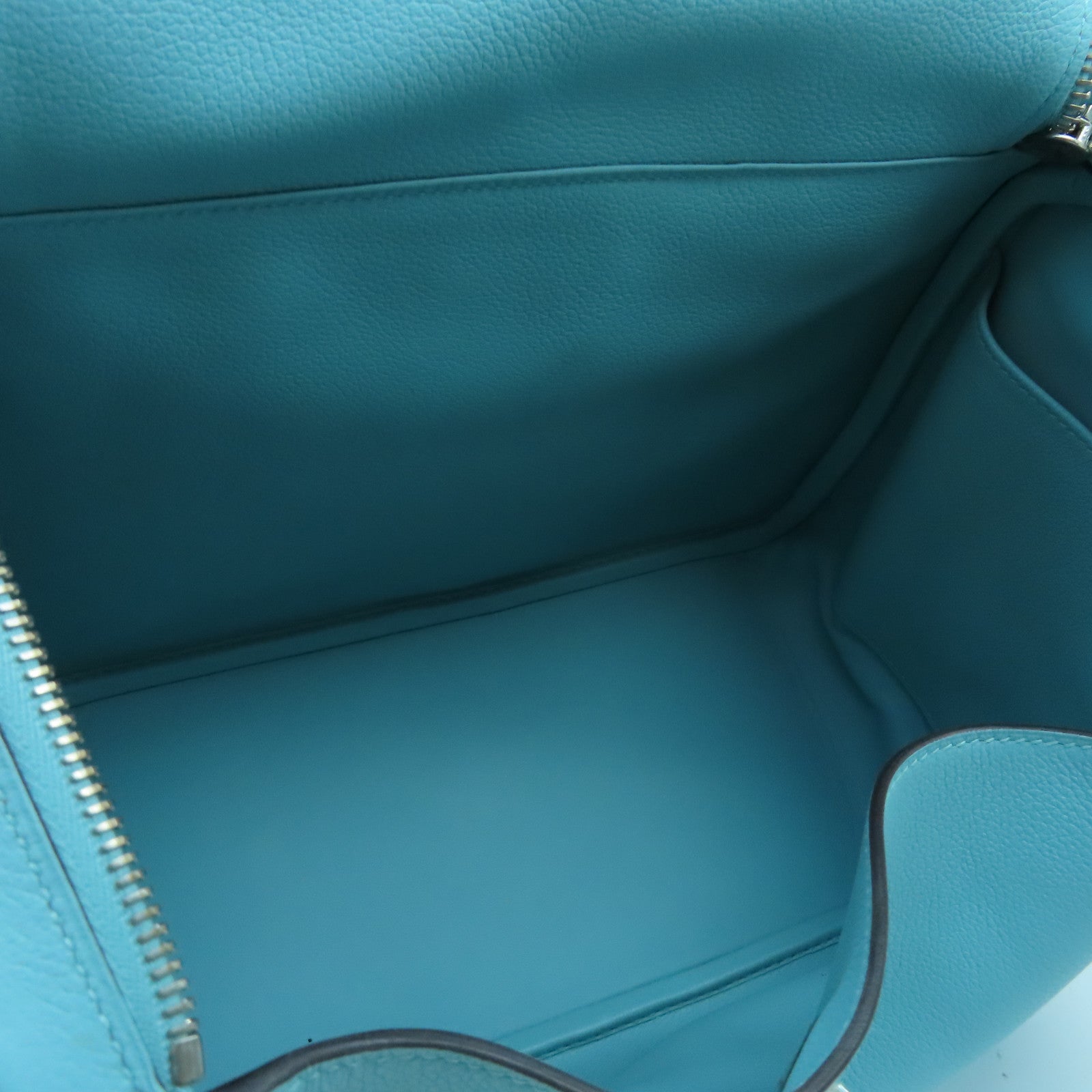 HERMES Evercolor皮革Lindy 30银扣手挽肩背两用袋Blue Atoll浅蓝色
