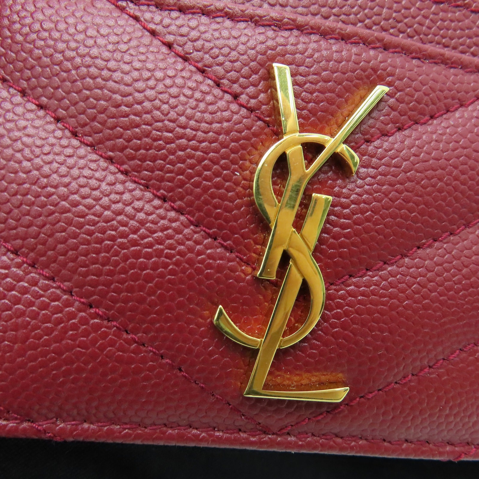 SAINT LAURENT 牛皮皮革Card Case金扣卡片套紅色