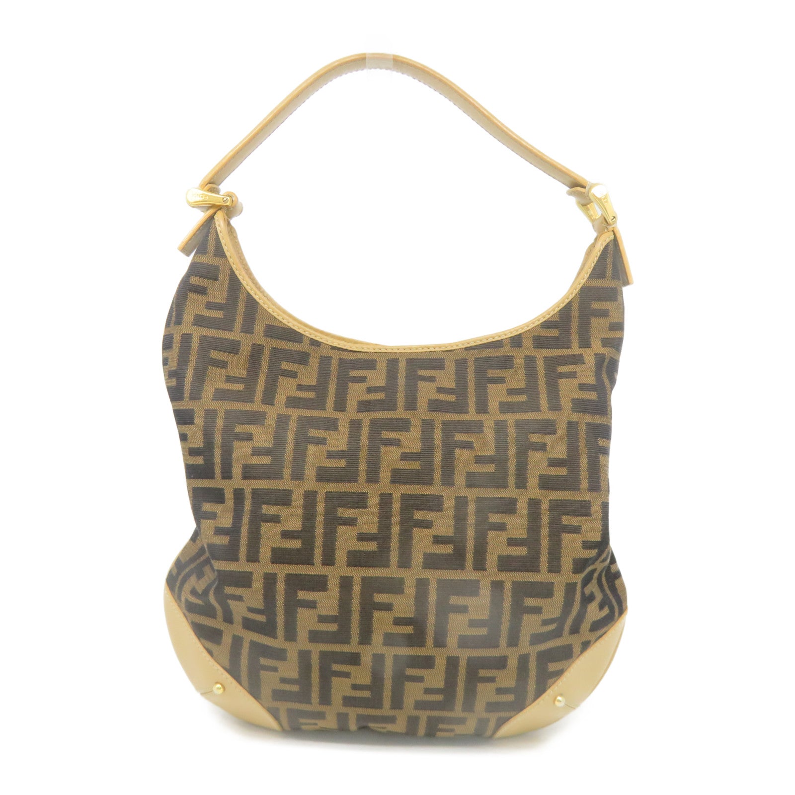 FENDI 帆布Vintage Tote Bag金扣肩背袋啡色