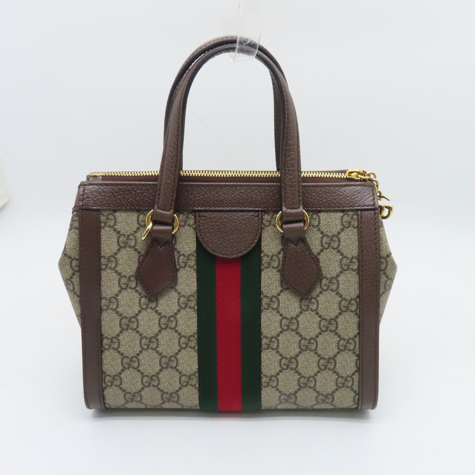 GUCCI 【激減優惠】塗層帆布Ophidia GG金扣手挽肩背兩用袋棕色