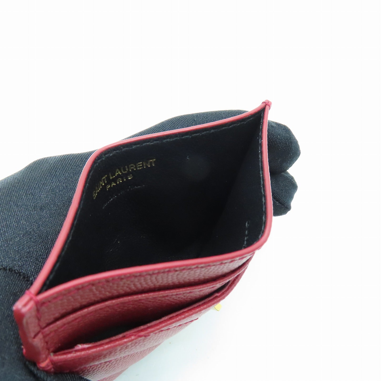SAINT LAURENT 牛皮皮革Card Case金扣卡片套紅色