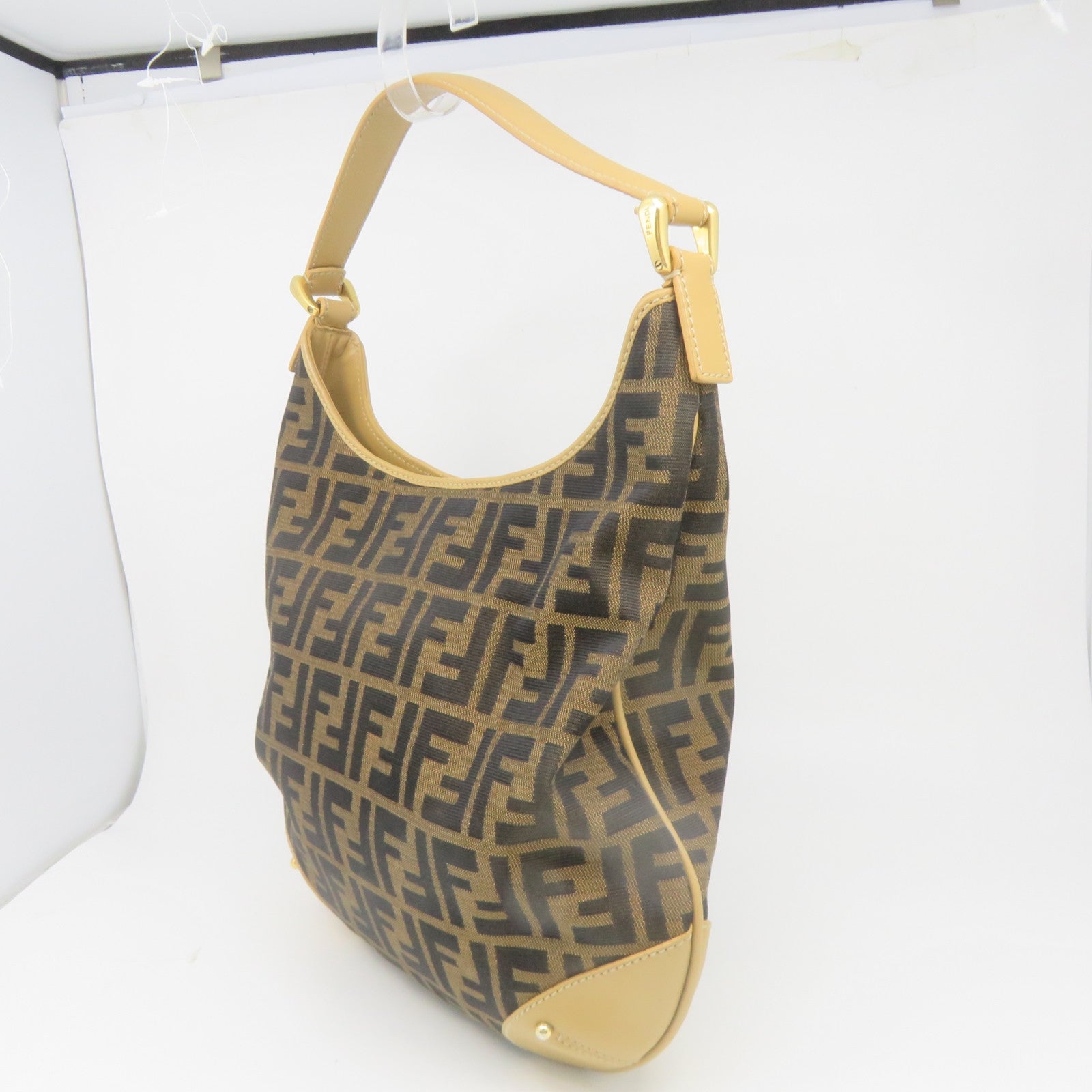 FENDI 帆布Vintage Tote Bag金扣肩背袋啡色