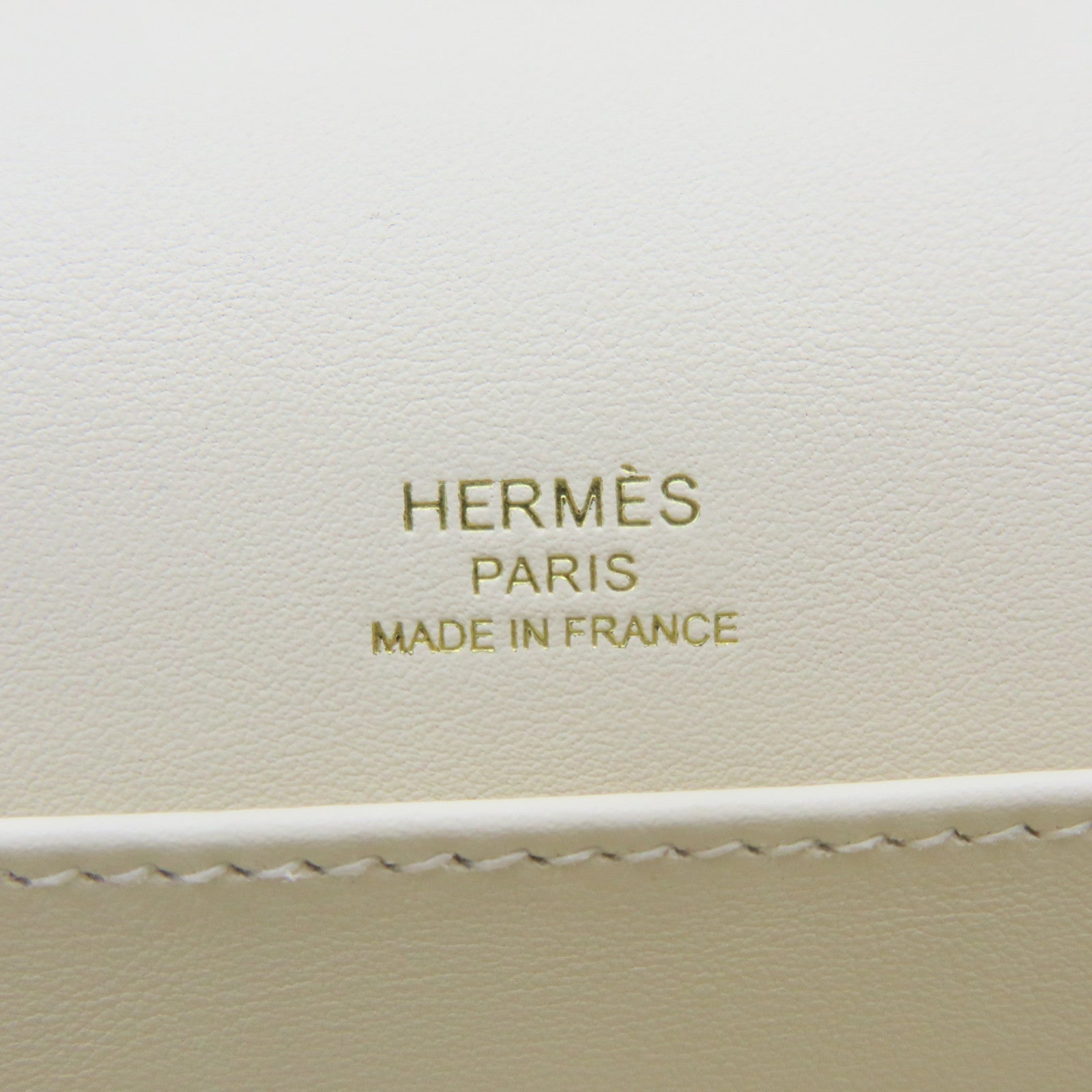 HERMES Chevre皮革Geta Shoulder Bag金扣肩背袋Nata奶油白色