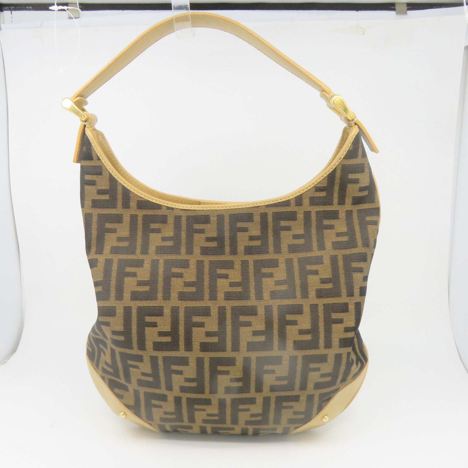 FENDI 帆布Vintage Tote Bag金扣肩背袋啡色
