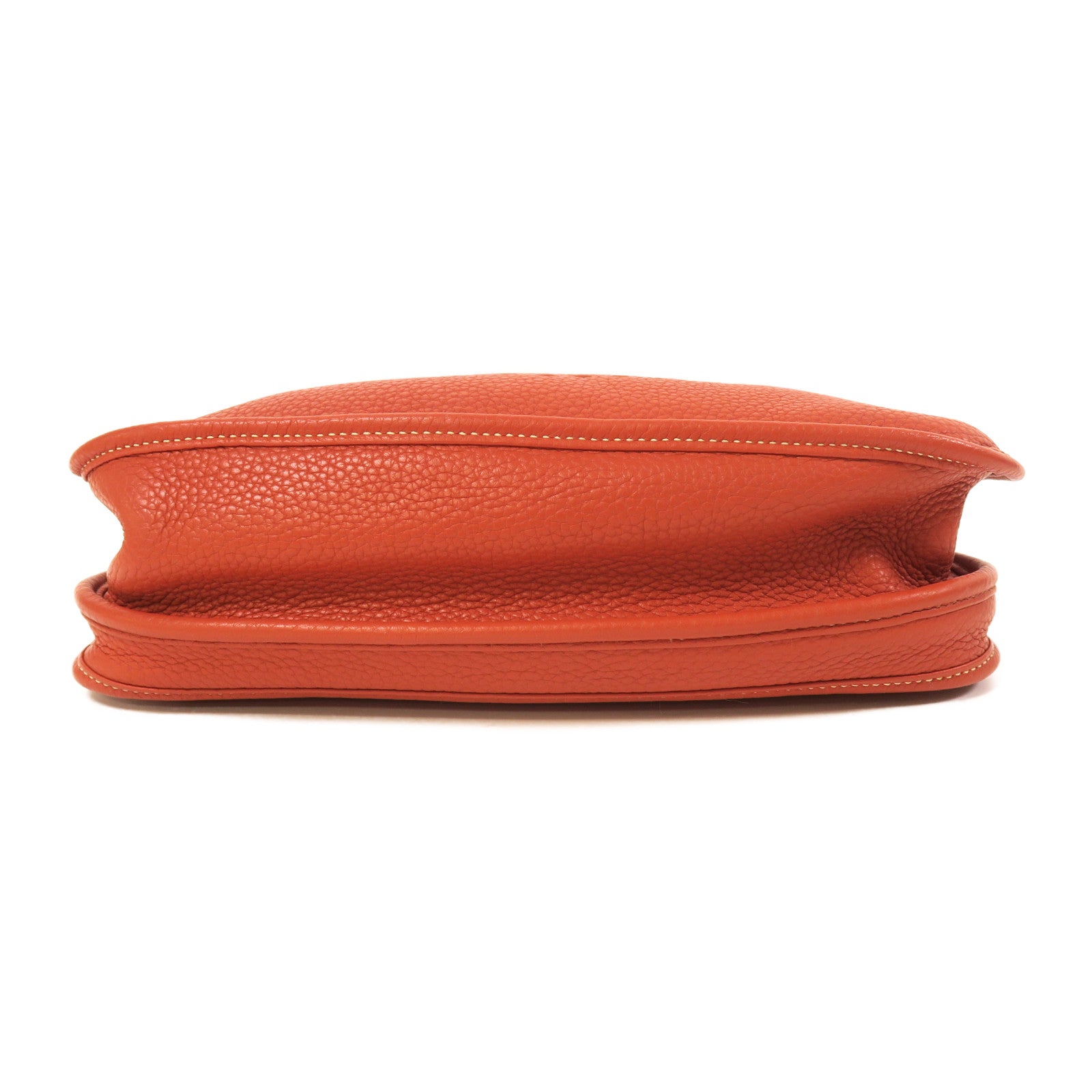 HERMES Clemence皮革Evelyne PM銀扣肩背袋橙色