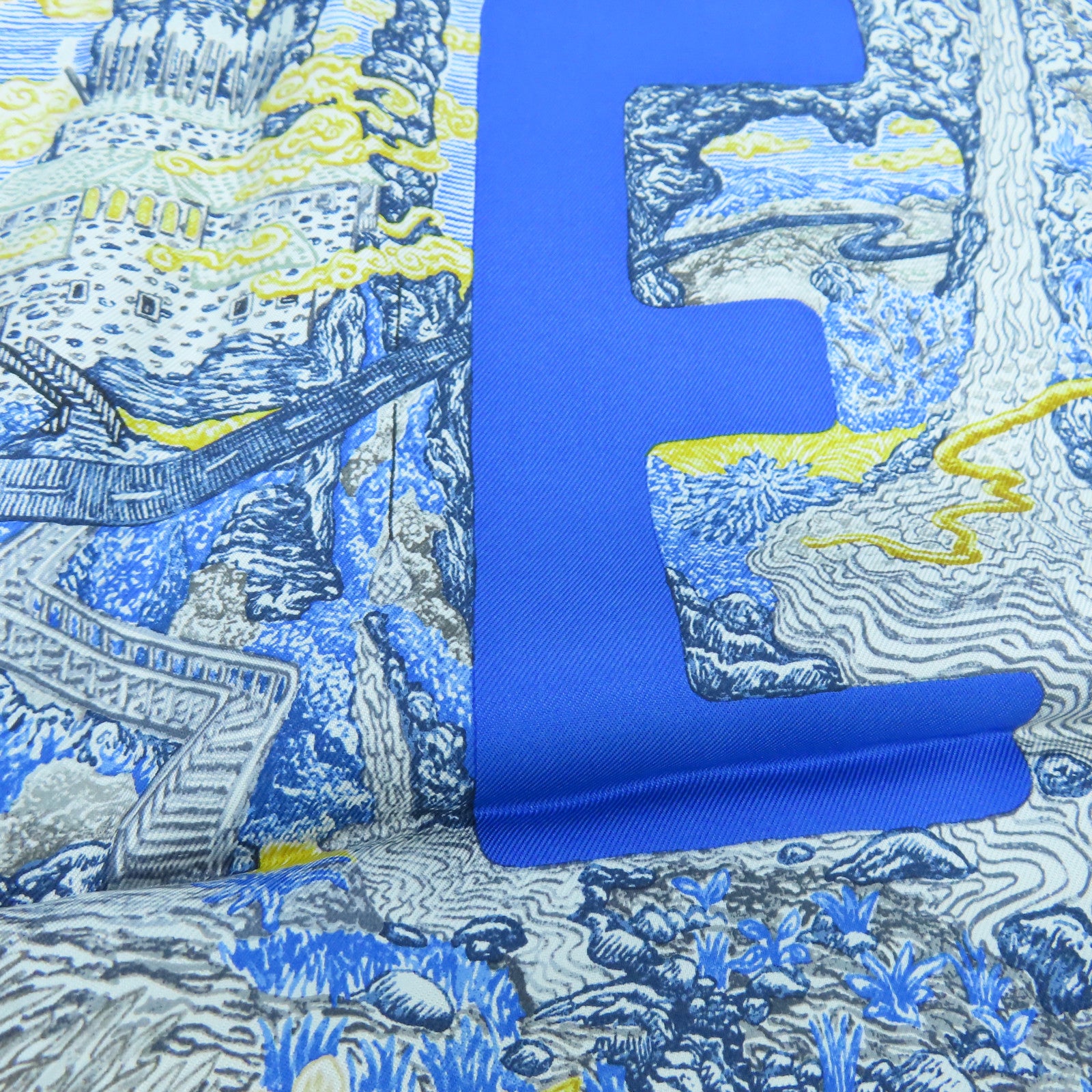 HERMES 【激減優惠】絲質Scarf絲巾藍色