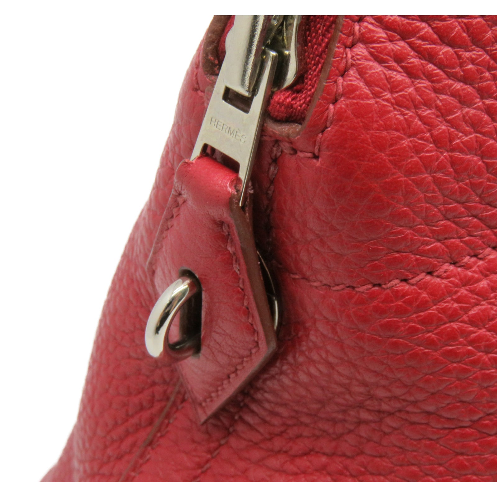 HERMES Clemence皮革Bolide 31銀扣手挽肩背袋紅色