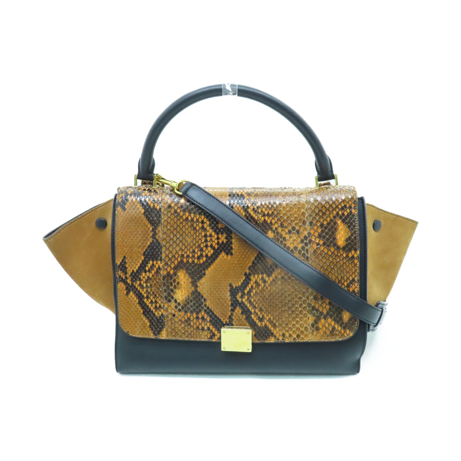 CELINE 【激減優惠】牛皮皮革/蛇皮皮革Trapeze金扣手挽肩背兩用袋黑色/棕色