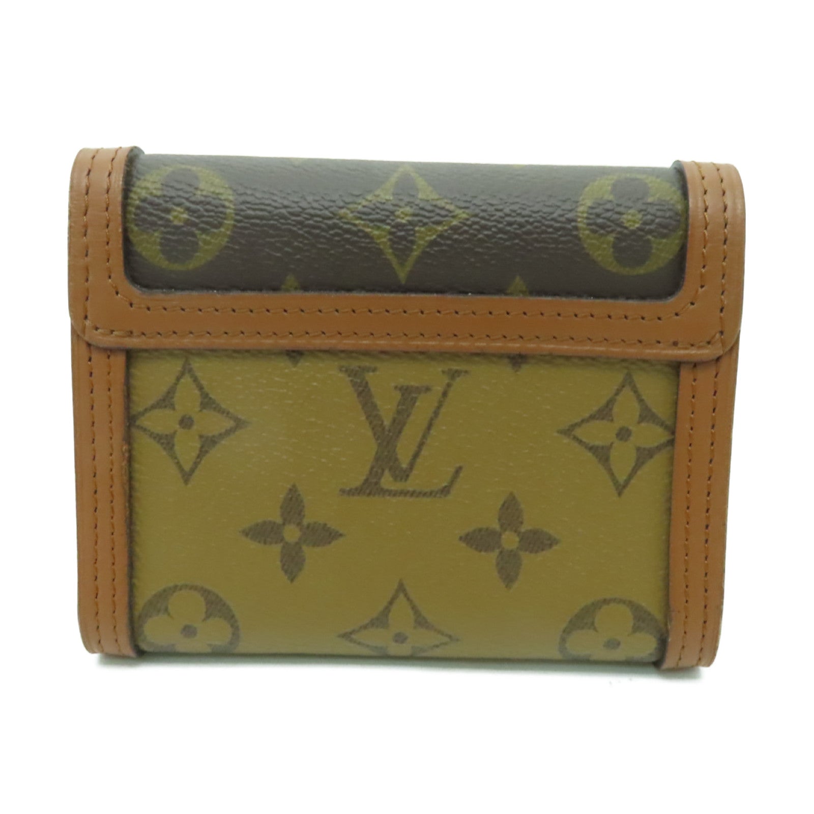 LOUIS VUITTON Monogram Reverse Dauphine Compact Wallet金扣錢包棕色