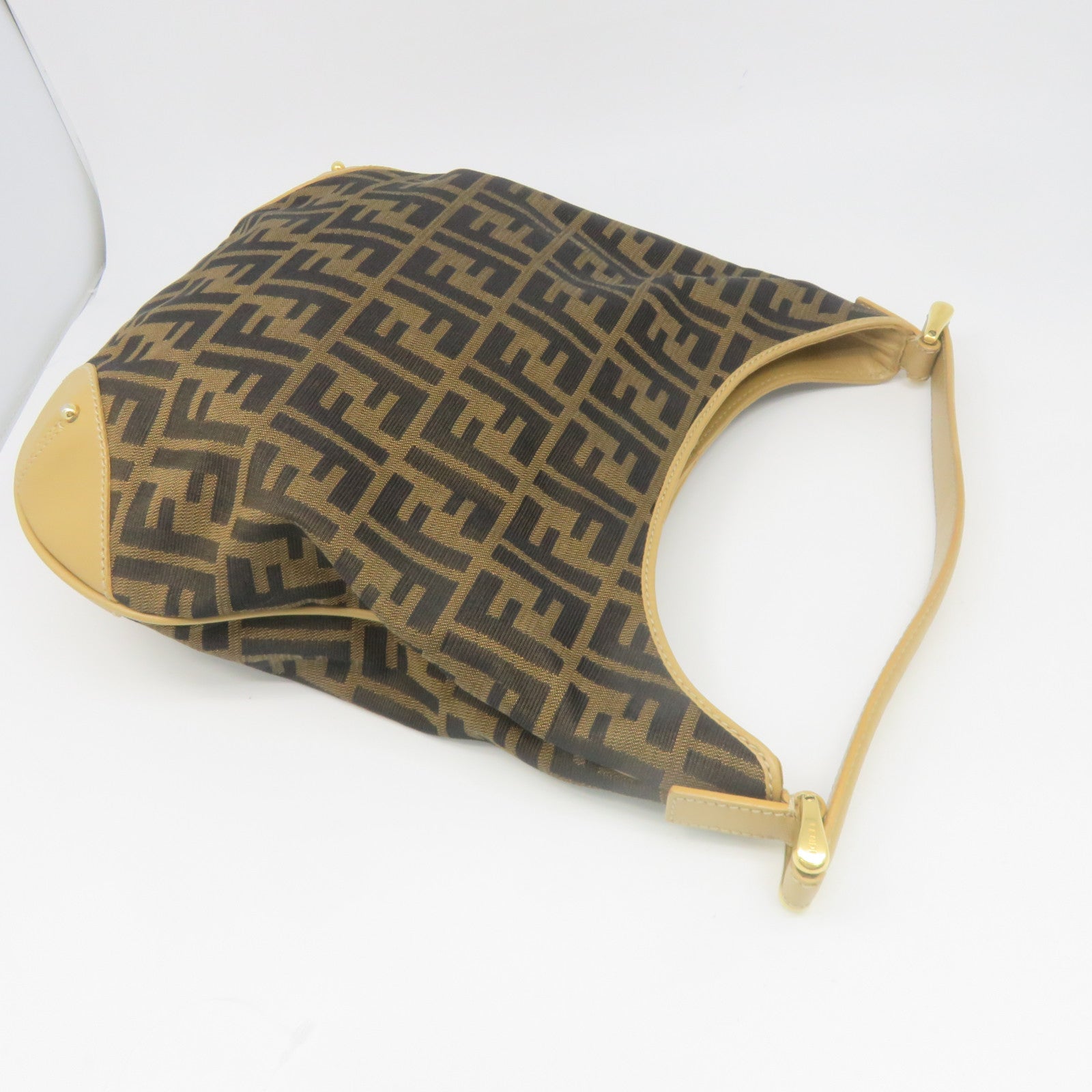 FENDI 帆布Vintage Tote Bag金扣肩背袋啡色