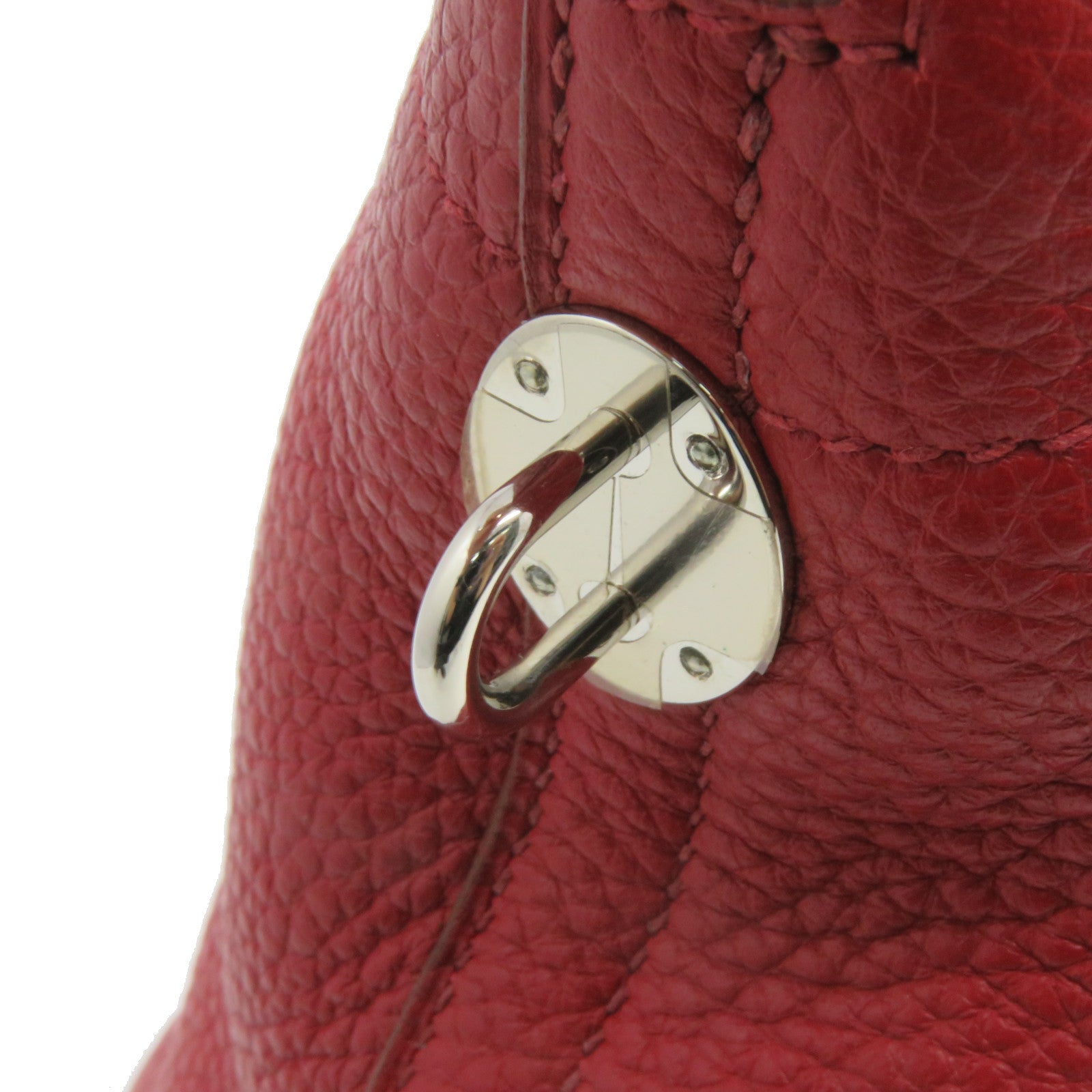 HERMES Clemence皮革Bolide 31銀扣手挽肩背袋紅色