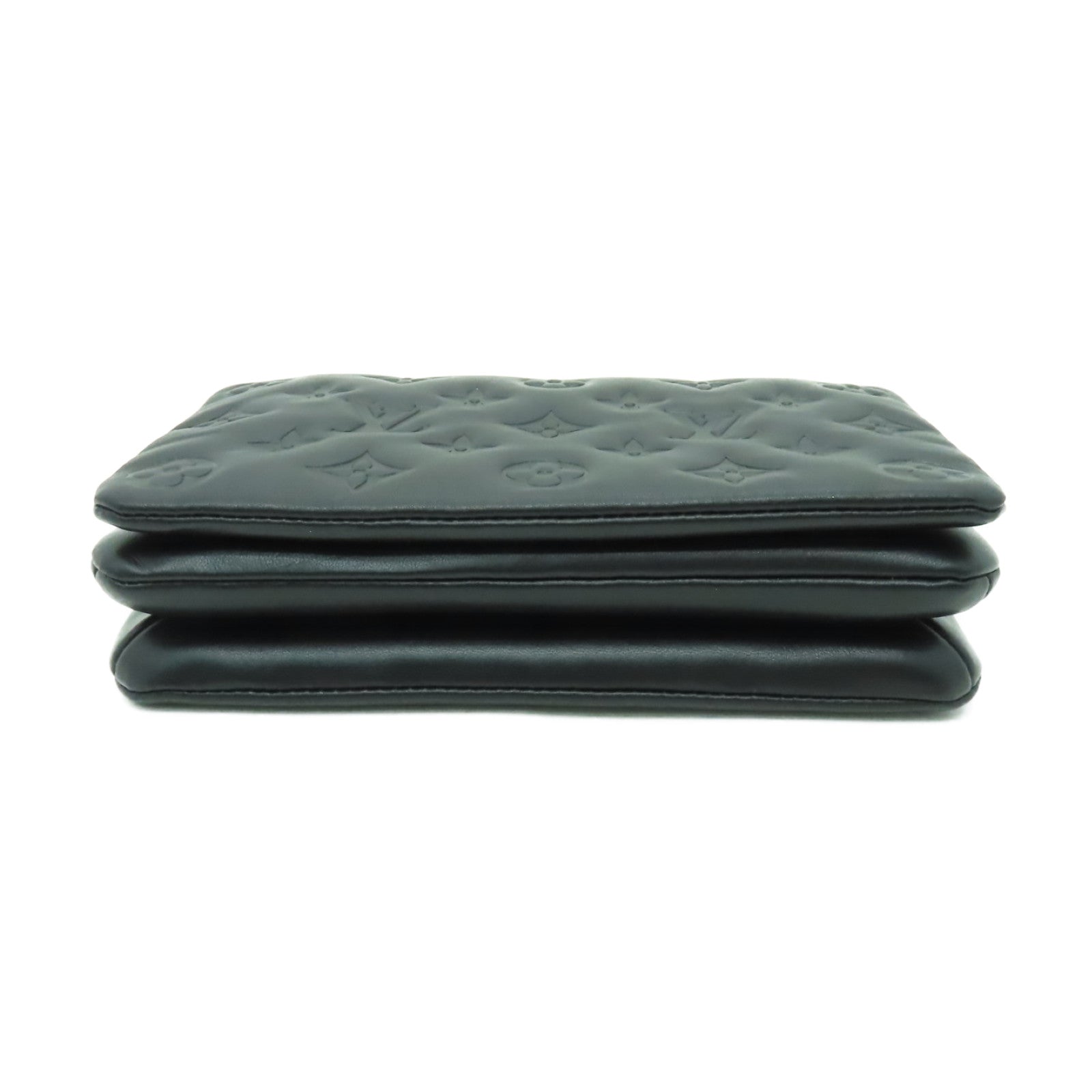 LOUIS VUITTON Monogram Embossed Pochette Coussin金扣肩背袋黑色