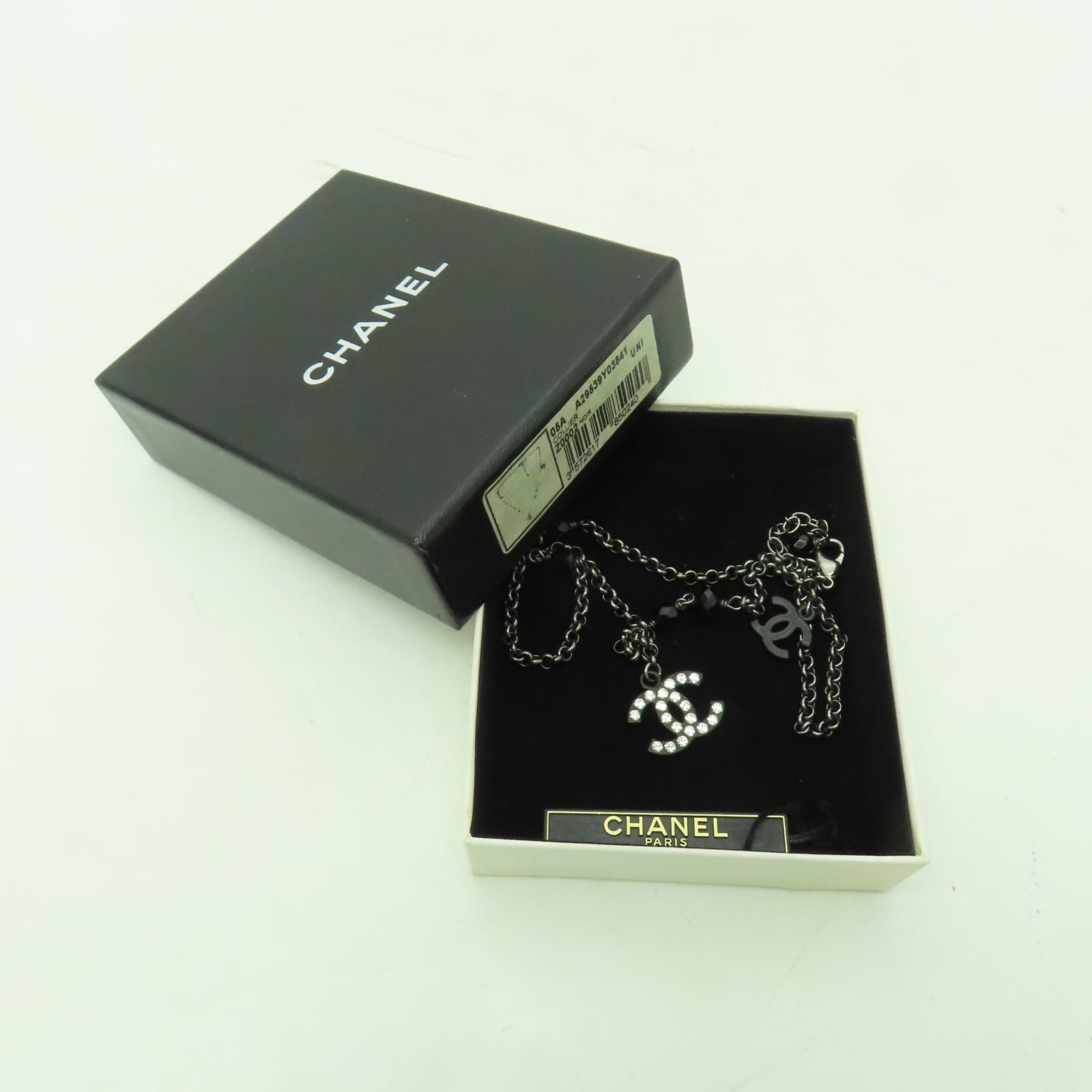 CHANEL 金屬Necklace項鍊黑色/銀色