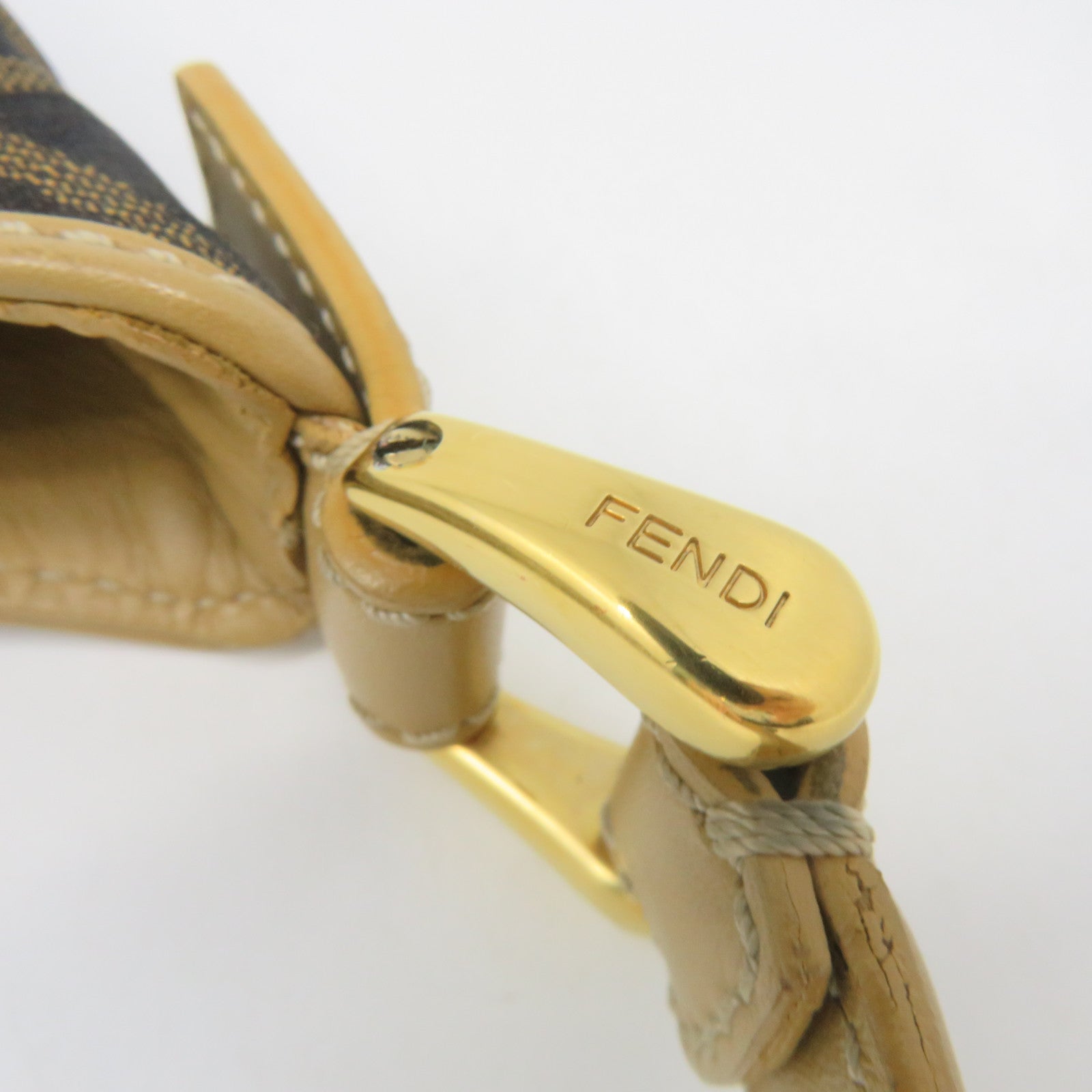 FENDI 帆布Vintage Tote Bag金扣肩背袋啡色