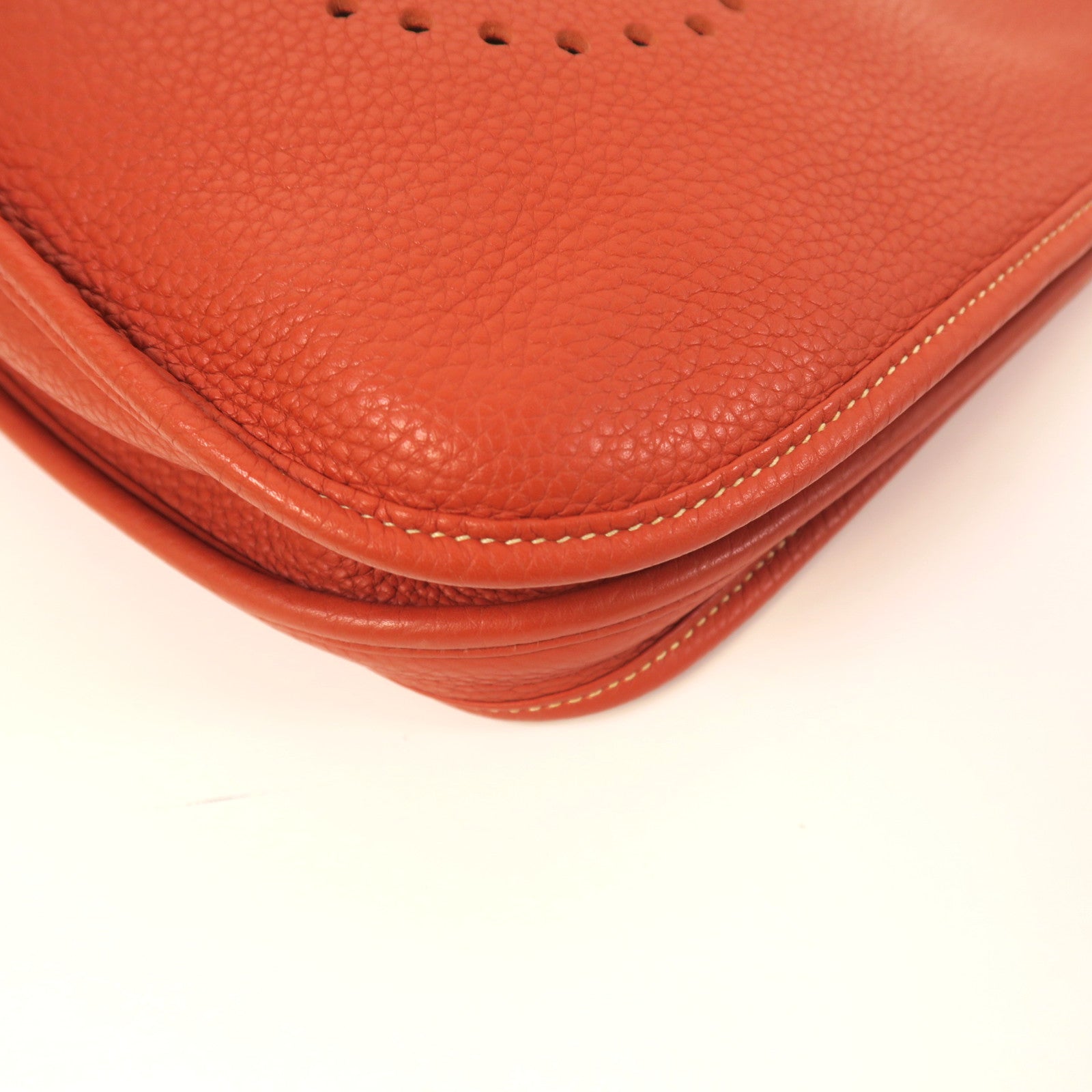 HERMES Clemence皮革Evelyne PM銀扣肩背袋橙色
