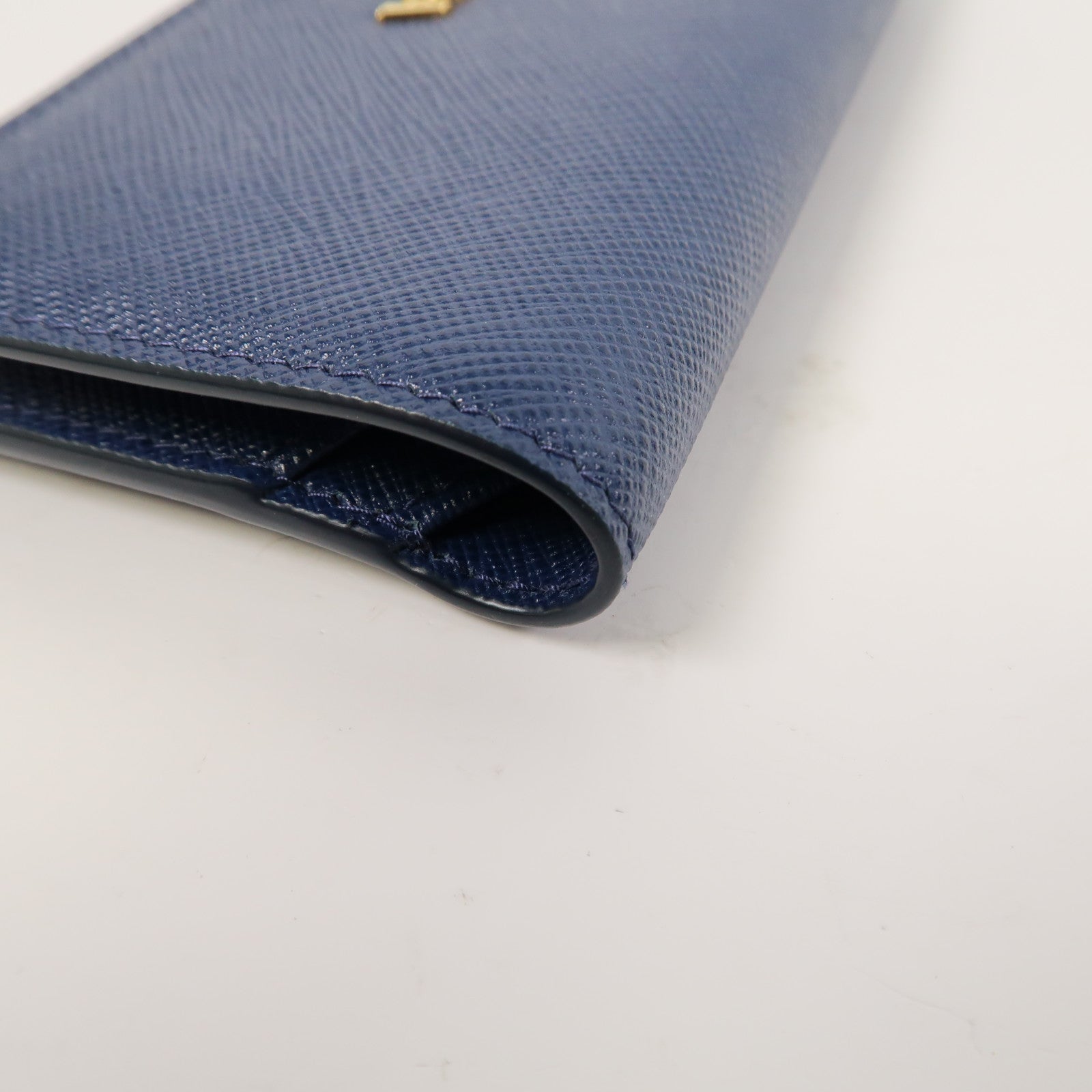 PRADA 牛皮皮革Card Case金扣卡片套藍色