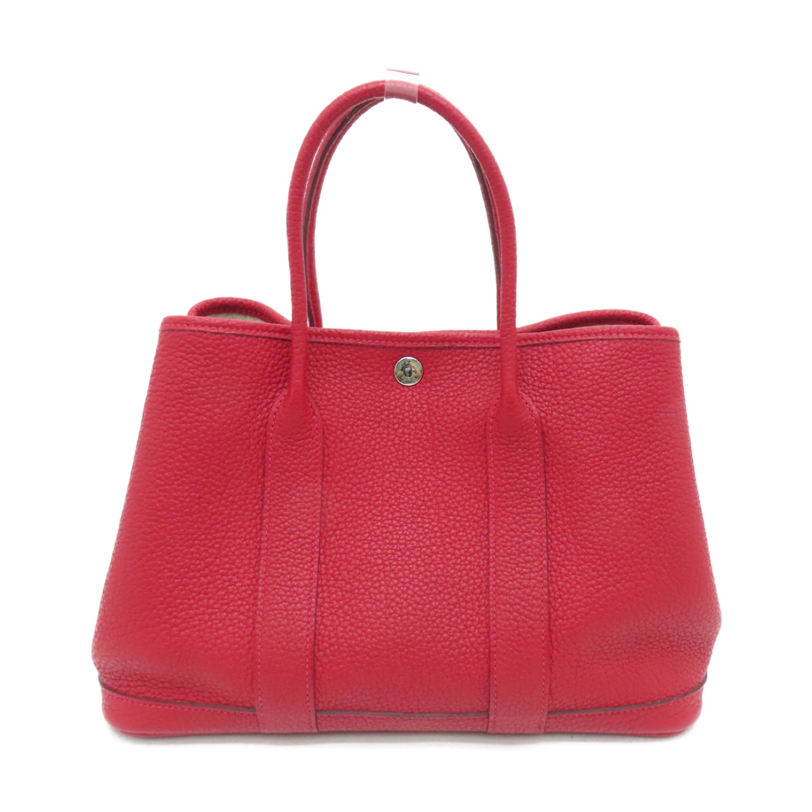 HERMES 【激減優惠】Negonda皮革Garden Party TPM銀扣手挽袋Rouge Garance紅色