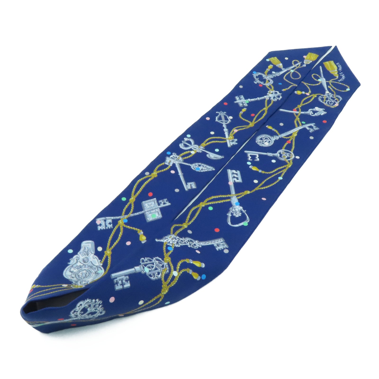 HERMES 【激減優惠】絲質Twilly絲巾藍色