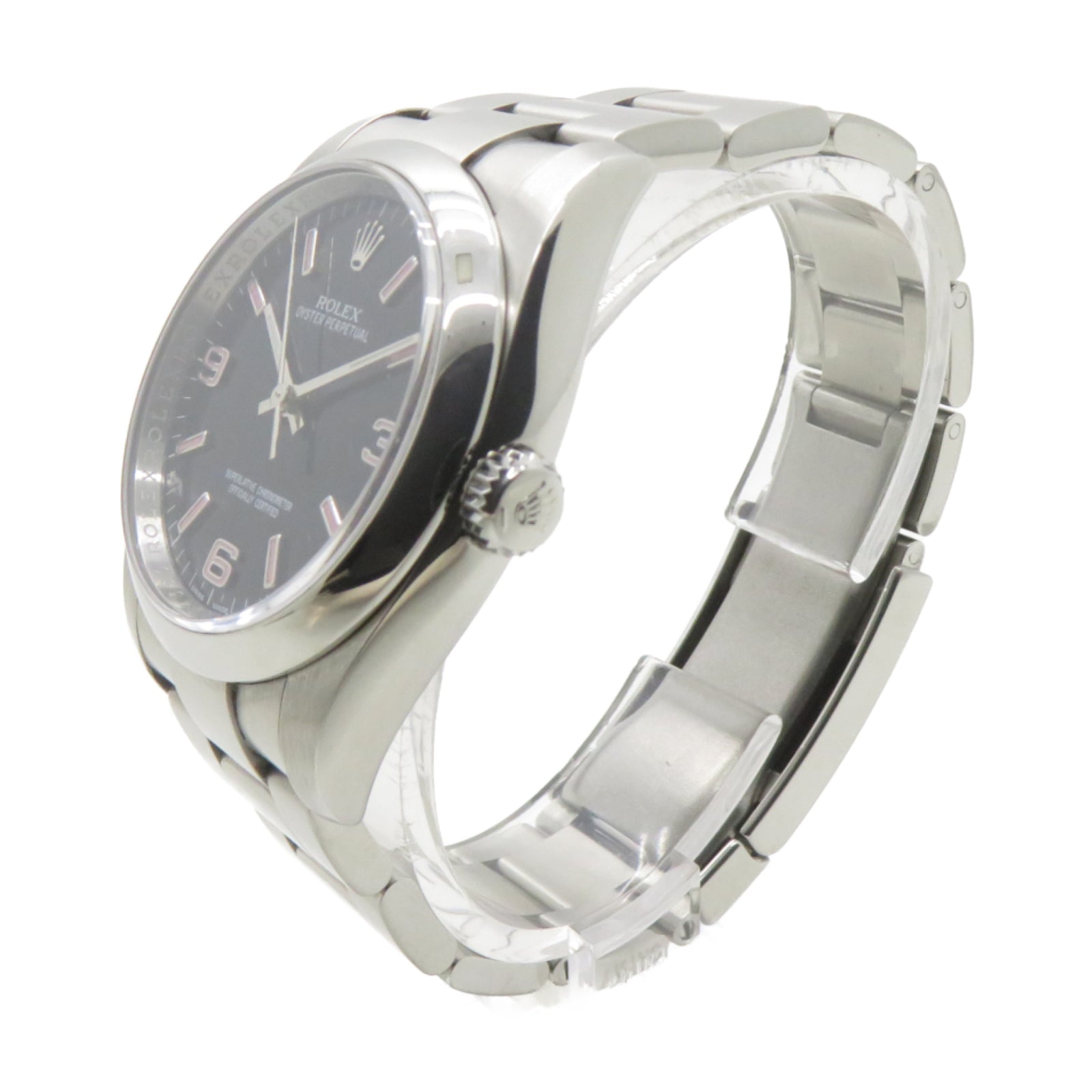 ROLEX Oyster Perpetual不鏽鋼自動機芯手錶黑色/粉紅色