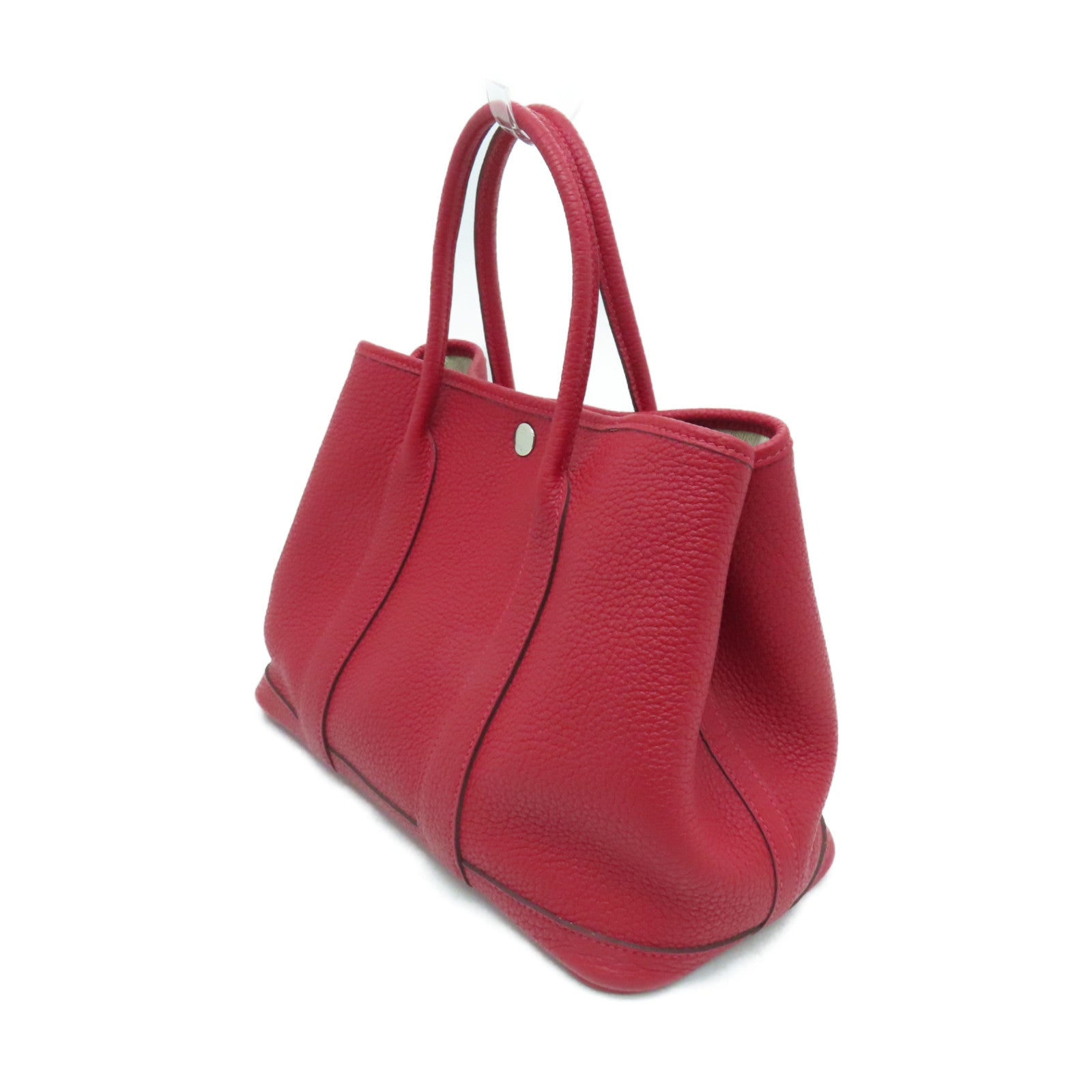 HERMES 【激減優惠】Negonda皮革Garden Party TPM銀扣手挽袋Rouge Garance紅色