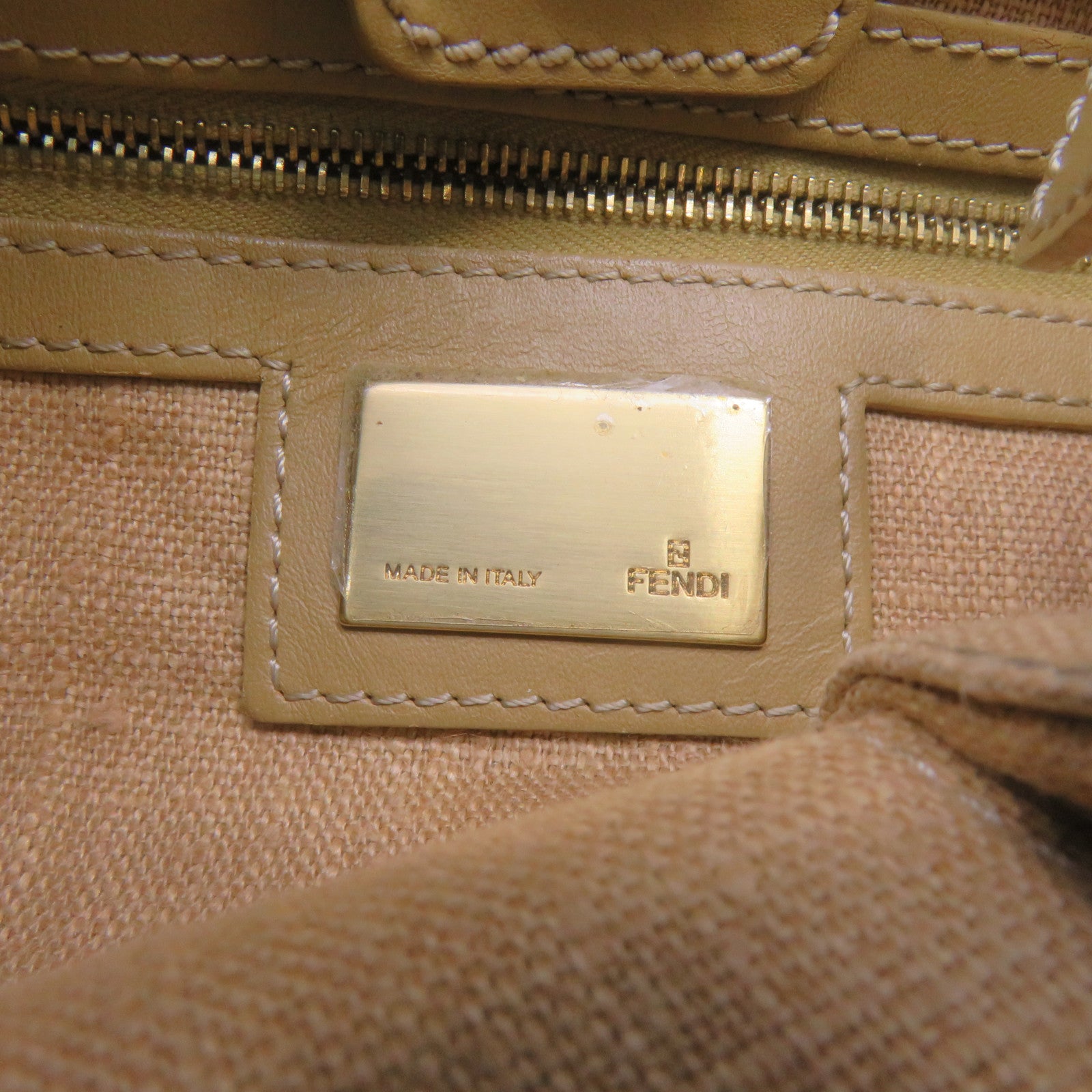 FENDI 帆布Vintage Tote Bag金扣肩背袋啡色