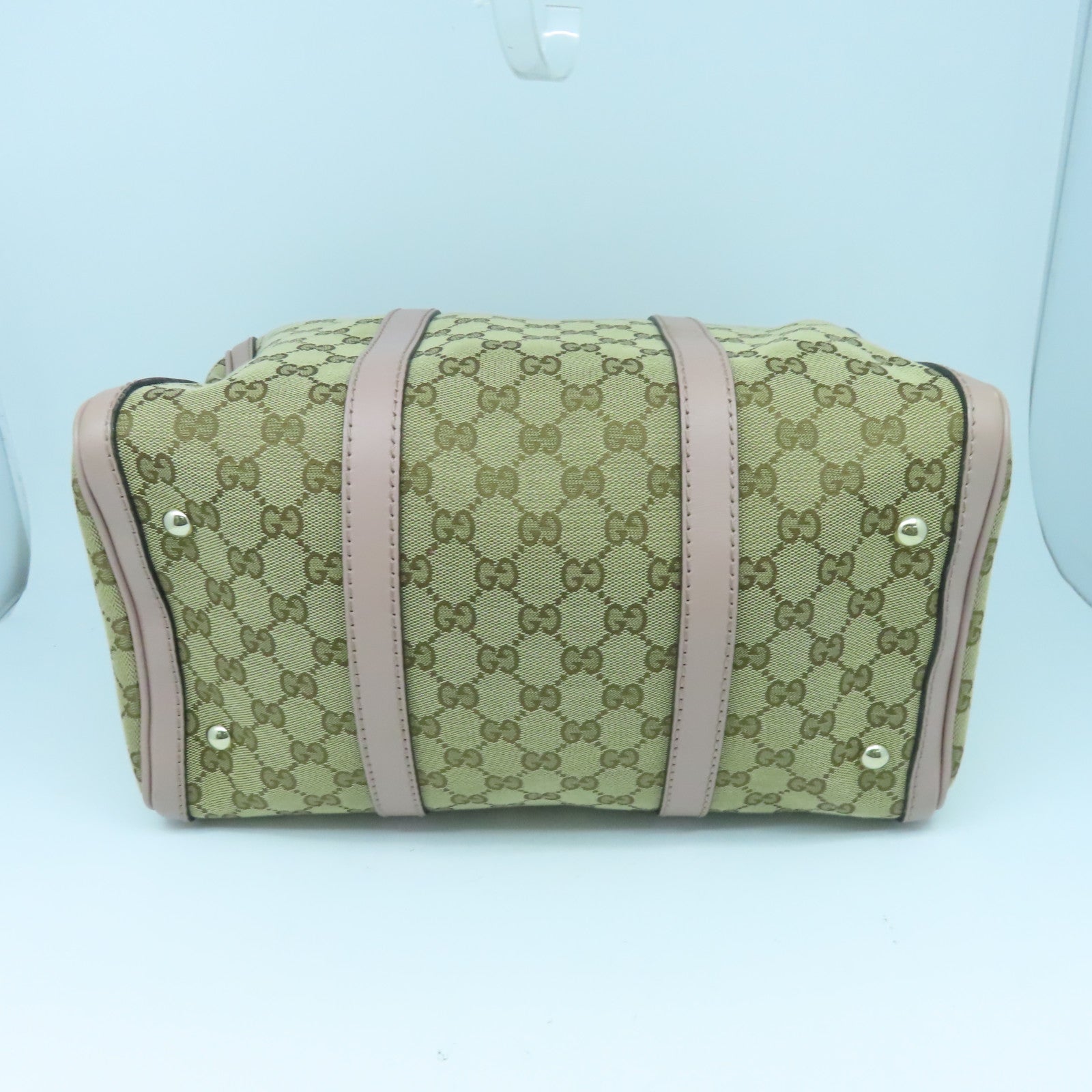 GUCCI 帆布2way Shoulder Bag金扣手挽肩背兩用袋啡色/粉紅色