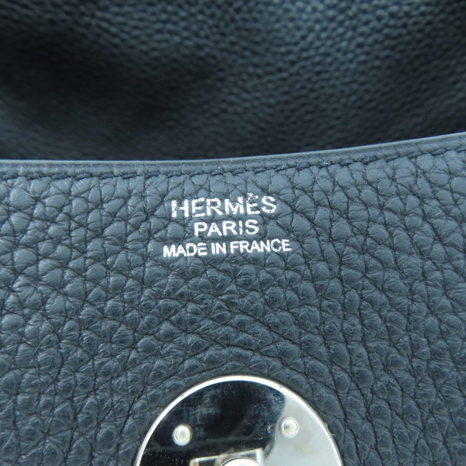 HERMES Clemence皮革Lindy 30銀扣肩背袋經典黑