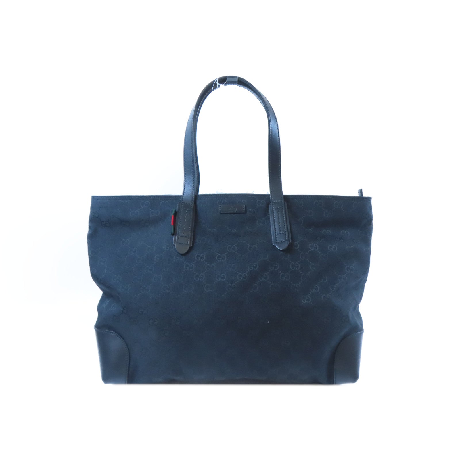 GUCCI 帆布Tote Bag銀扣手挽袋黑色
