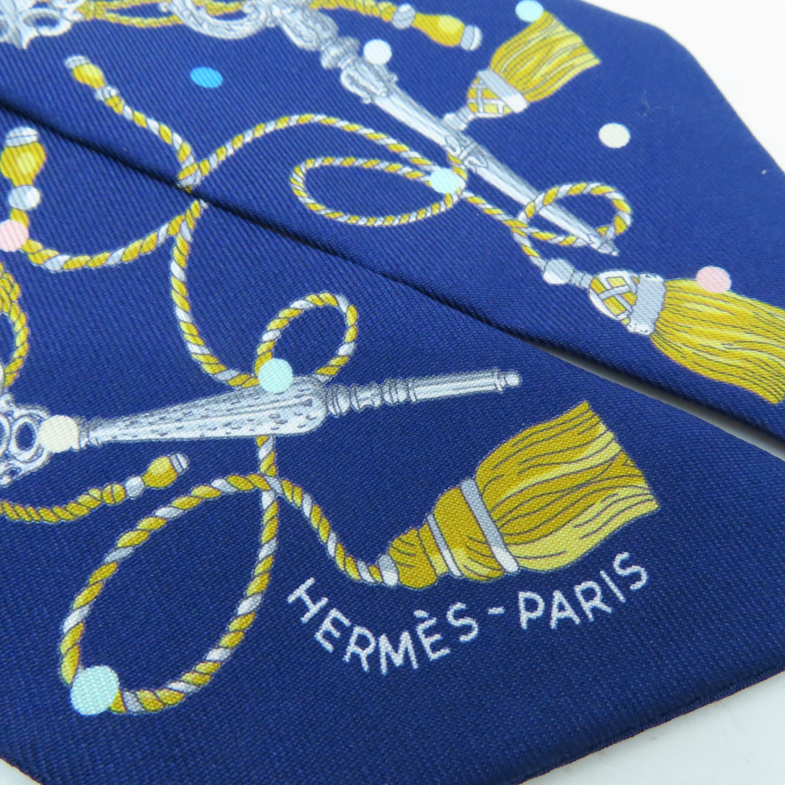 HERMES 【激減優惠】絲質Twilly絲巾藍色