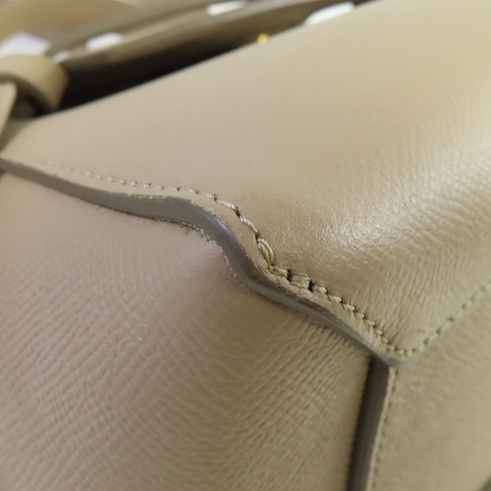 CELINE 牛皮皮革Micro Belt Bag 2Way Shoulder Bag金扣手挽肩背兩用袋杏色