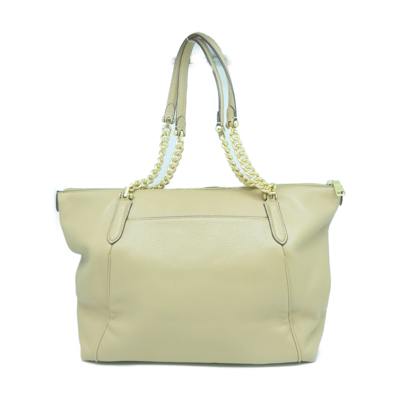COACH 牛皮皮革Shoulder Bag金扣鏈帶肩背袋杏色