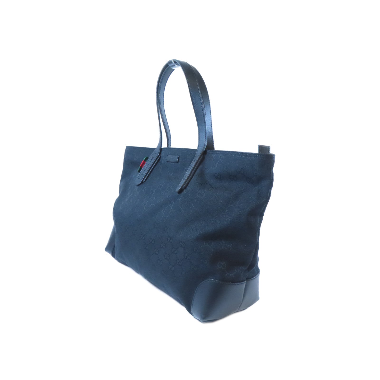 GUCCI 帆布Tote Bag銀扣手挽袋黑色