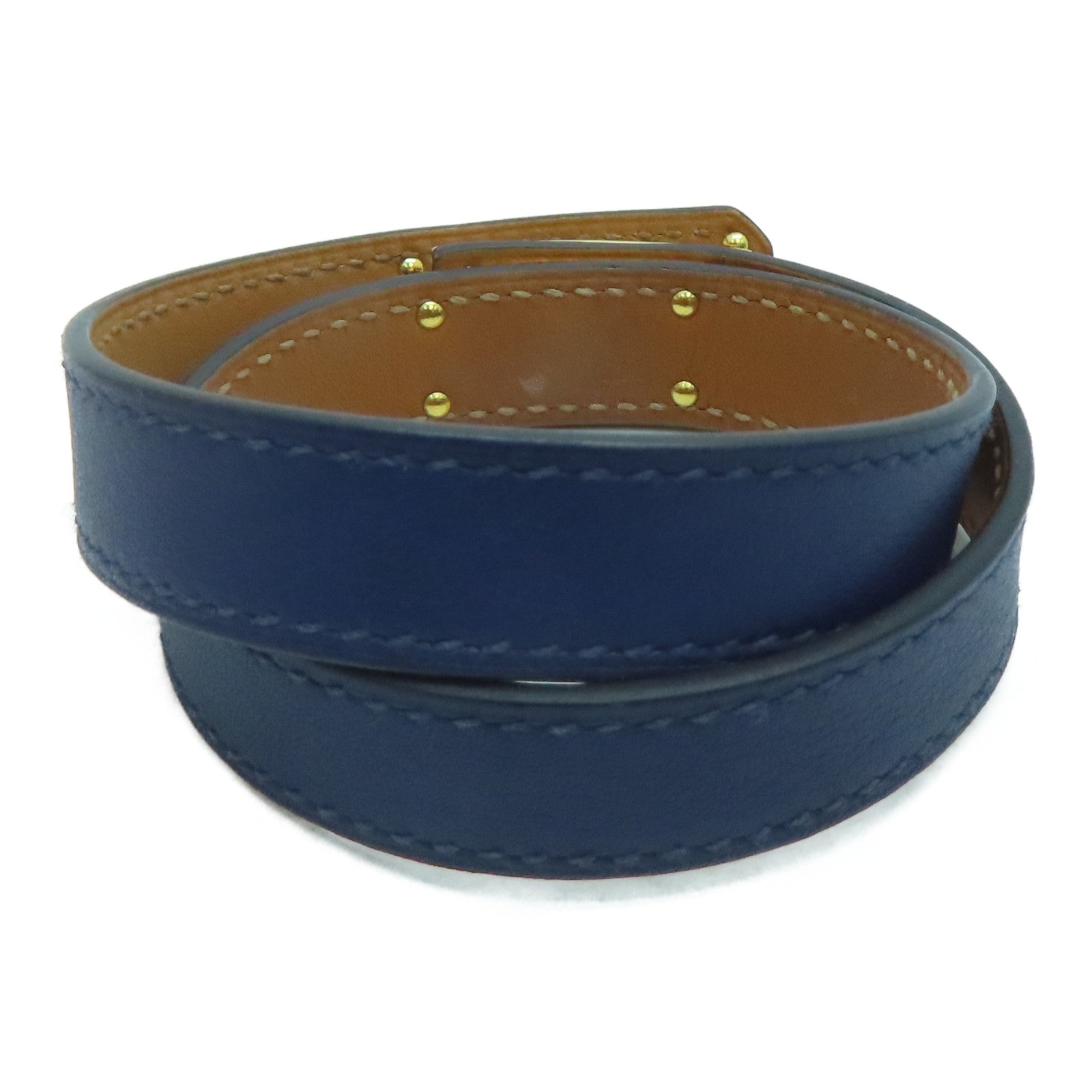 HERMES Swift皮革Kelly Double Tour銀扣手鏈Blue Sapphire藍色