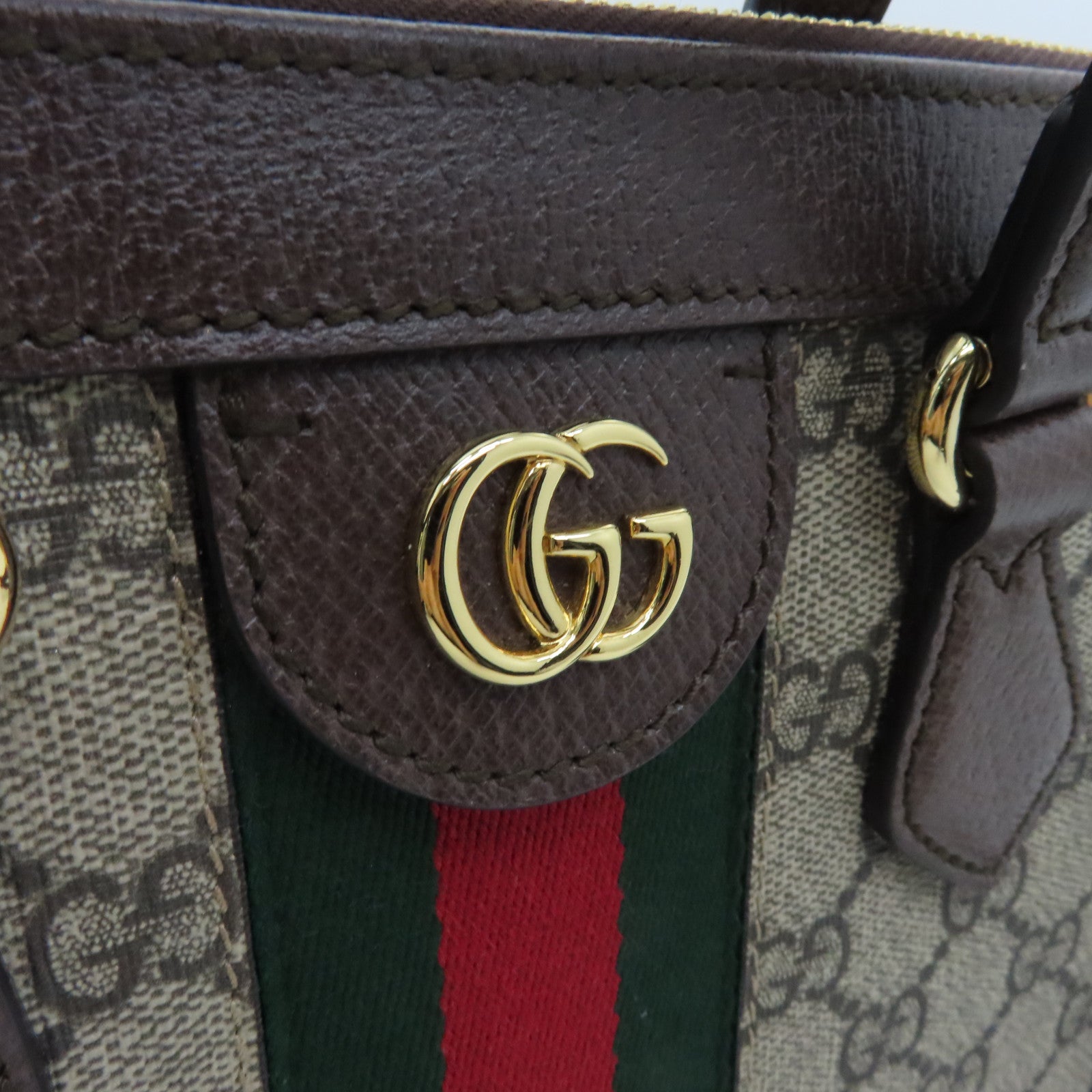 GUCCI 【激減優惠】塗層帆布Ophidia GG金扣手挽肩背兩用袋棕色