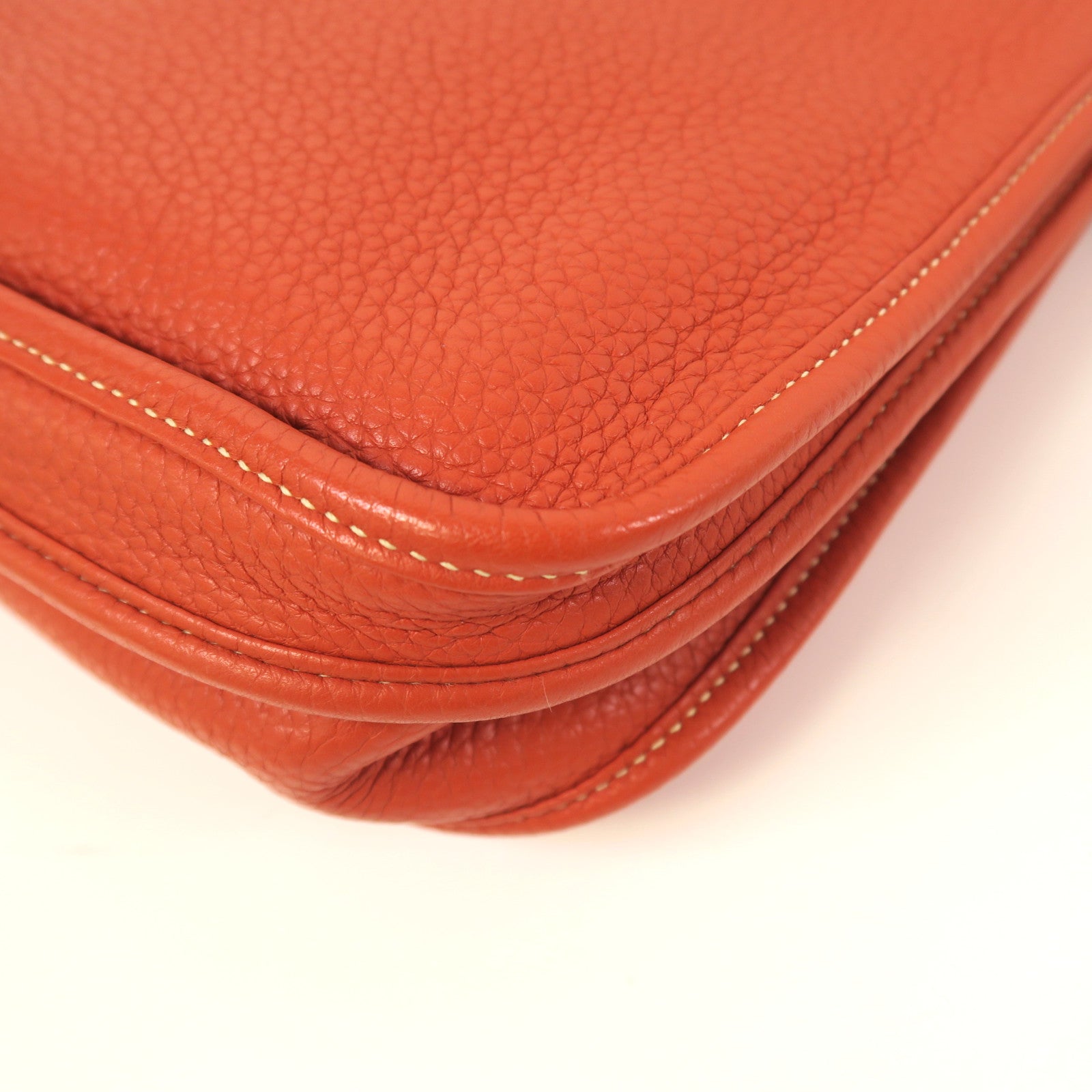 HERMES Clemence皮革Evelyne PM銀扣肩背袋橙色