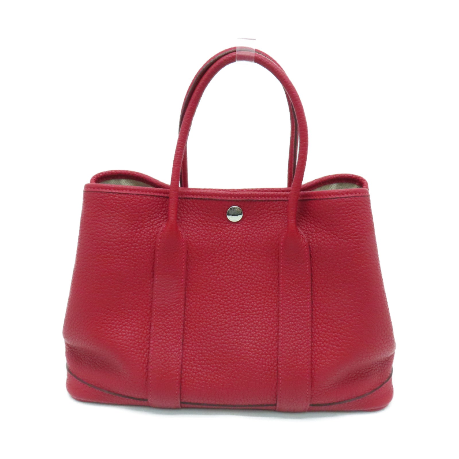 HERMES 【激減優惠】Negonda皮革Garden Party TPM銀扣手挽袋Rouge Garance紅色