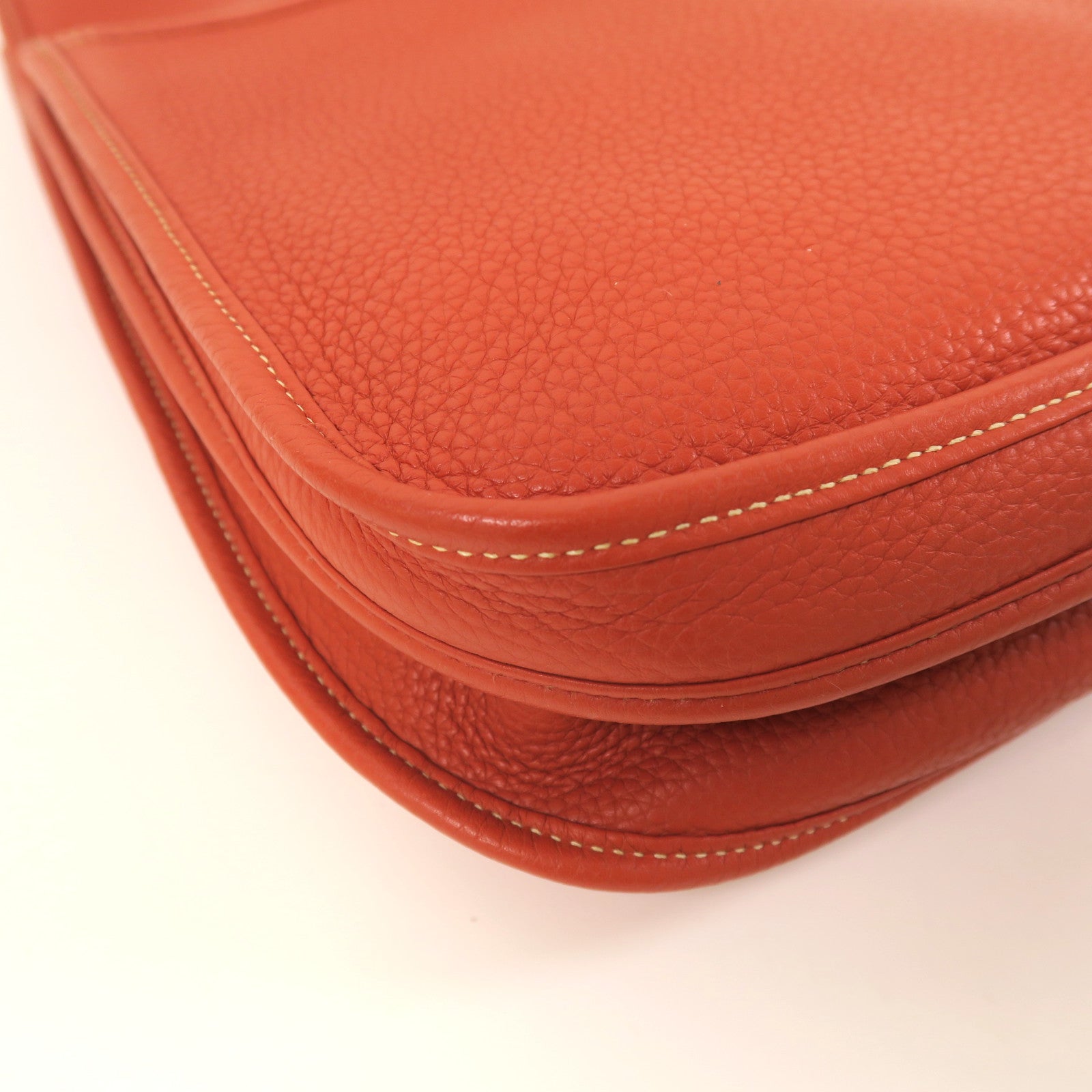 HERMES Clemence皮革Evelyne PM銀扣肩背袋橙色