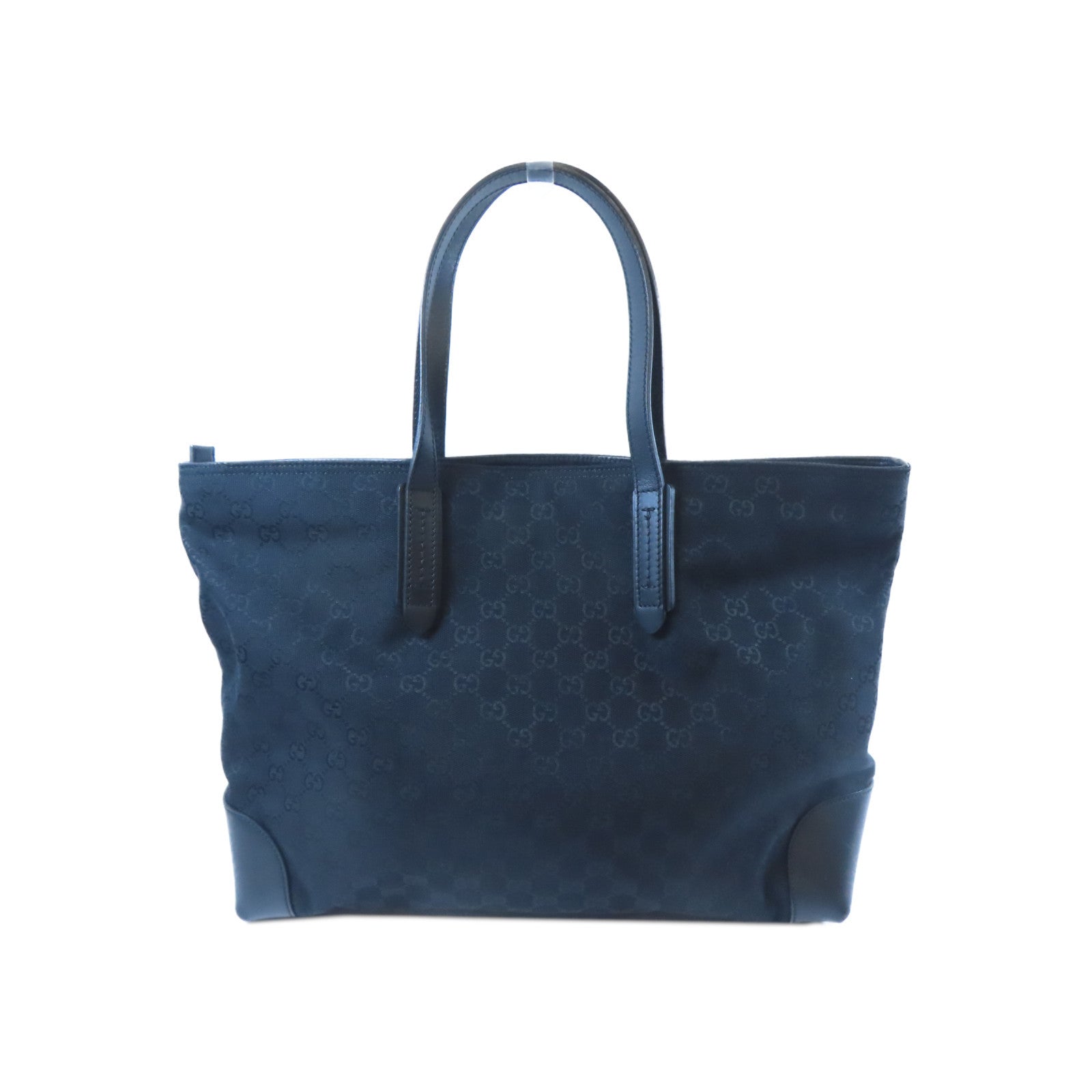 GUCCI 帆布Tote Bag銀扣手挽袋黑色