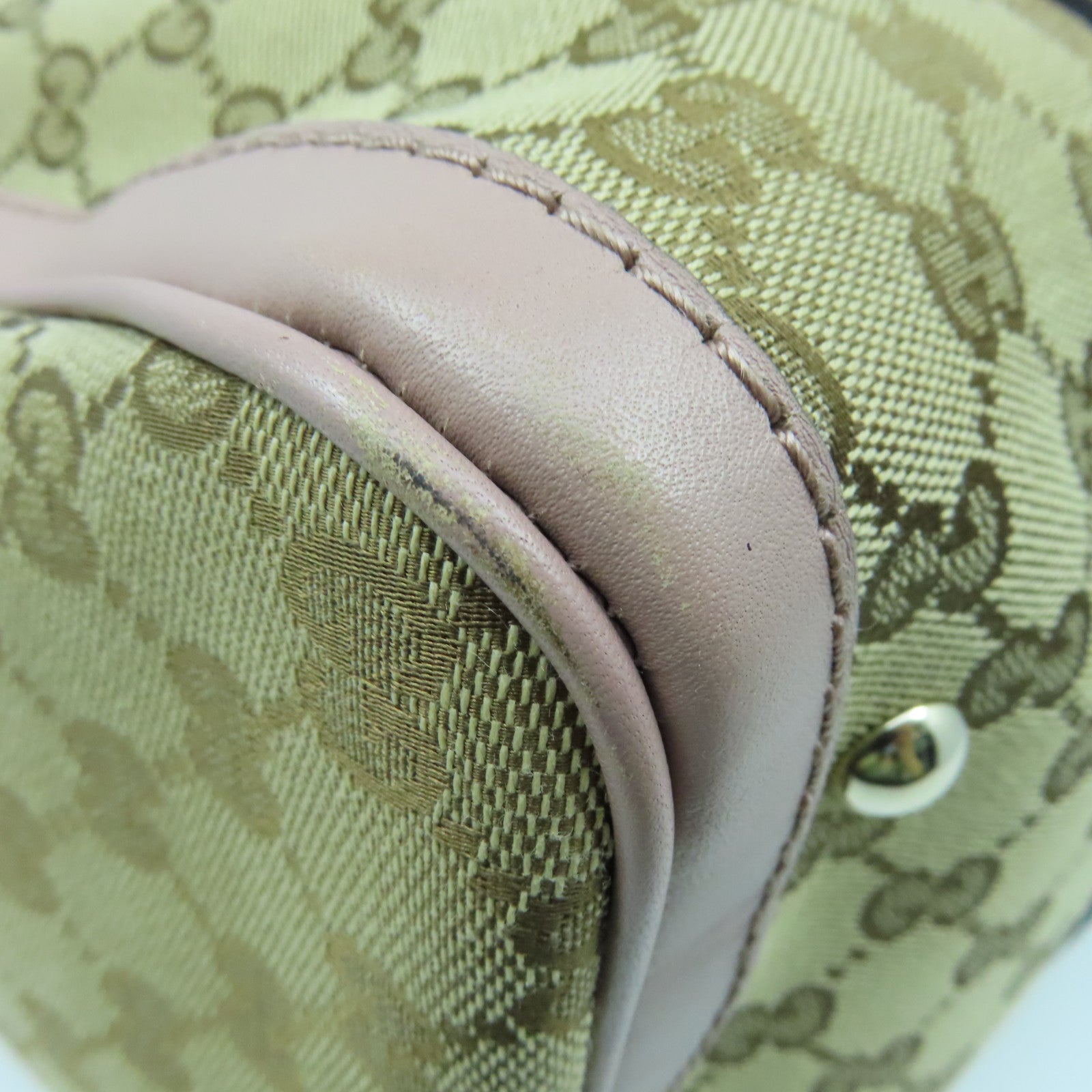 GUCCI 帆布2way Shoulder Bag金扣手挽肩背兩用袋啡色/粉紅色